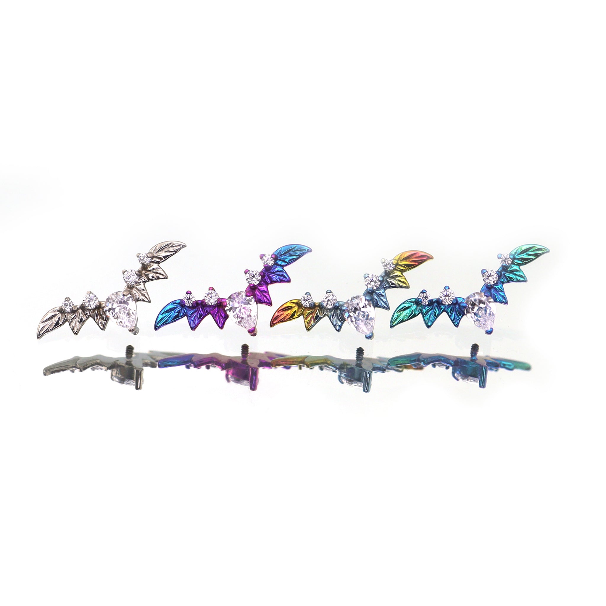 Teardrop CZ Bat Titanium Ear Studs ph1