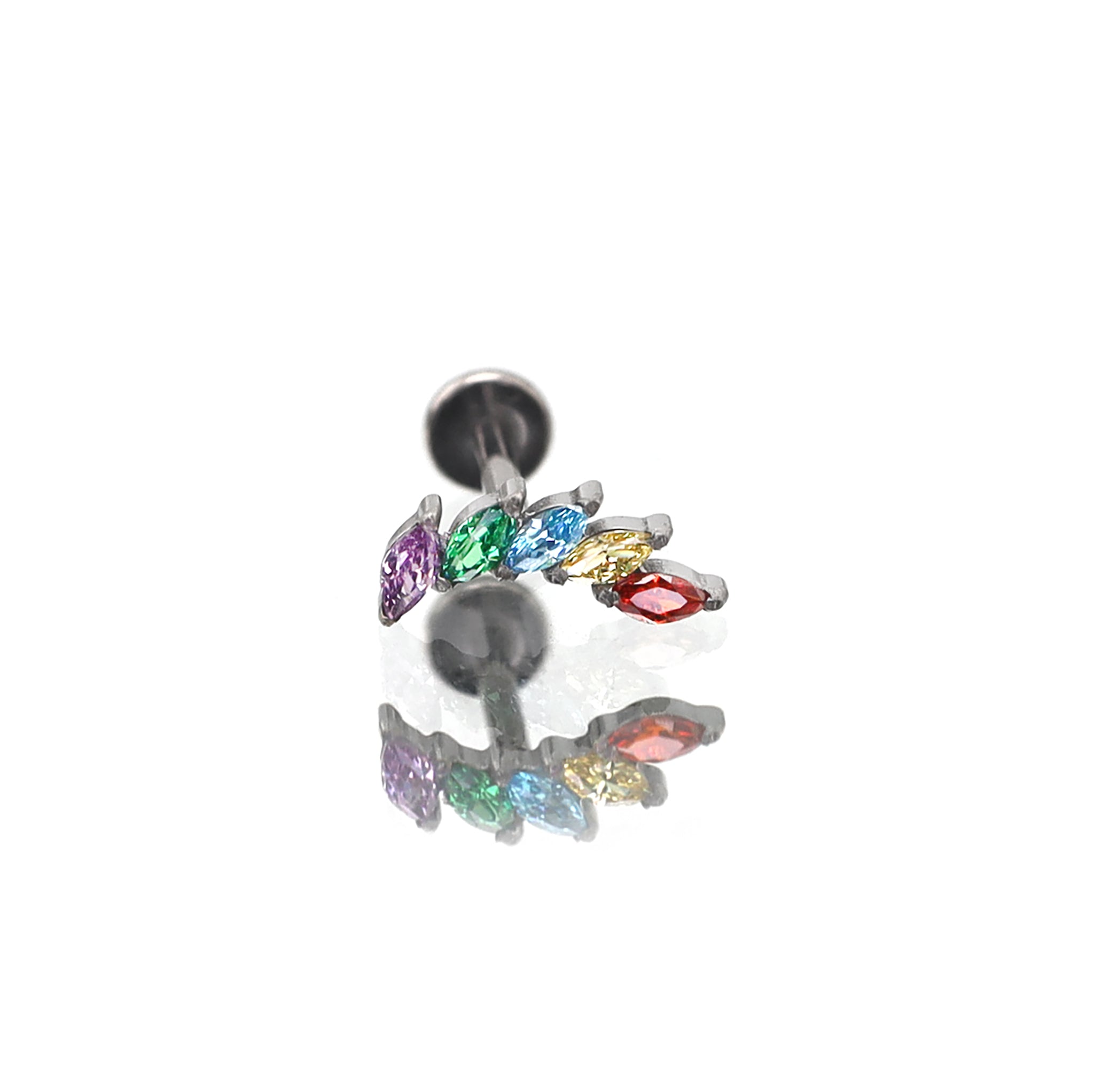 Rainbow Marquise-Cut CZ Titanium Ear Studs ph1
