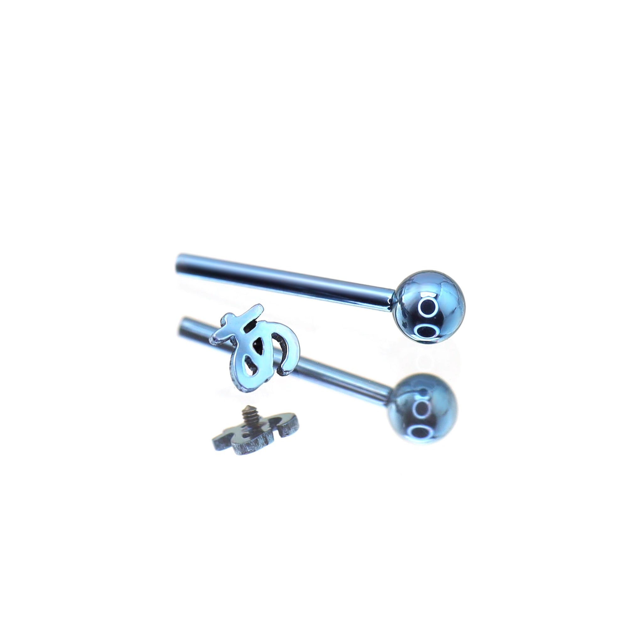 Text Engraved Titanium Tongue Ring ph1
