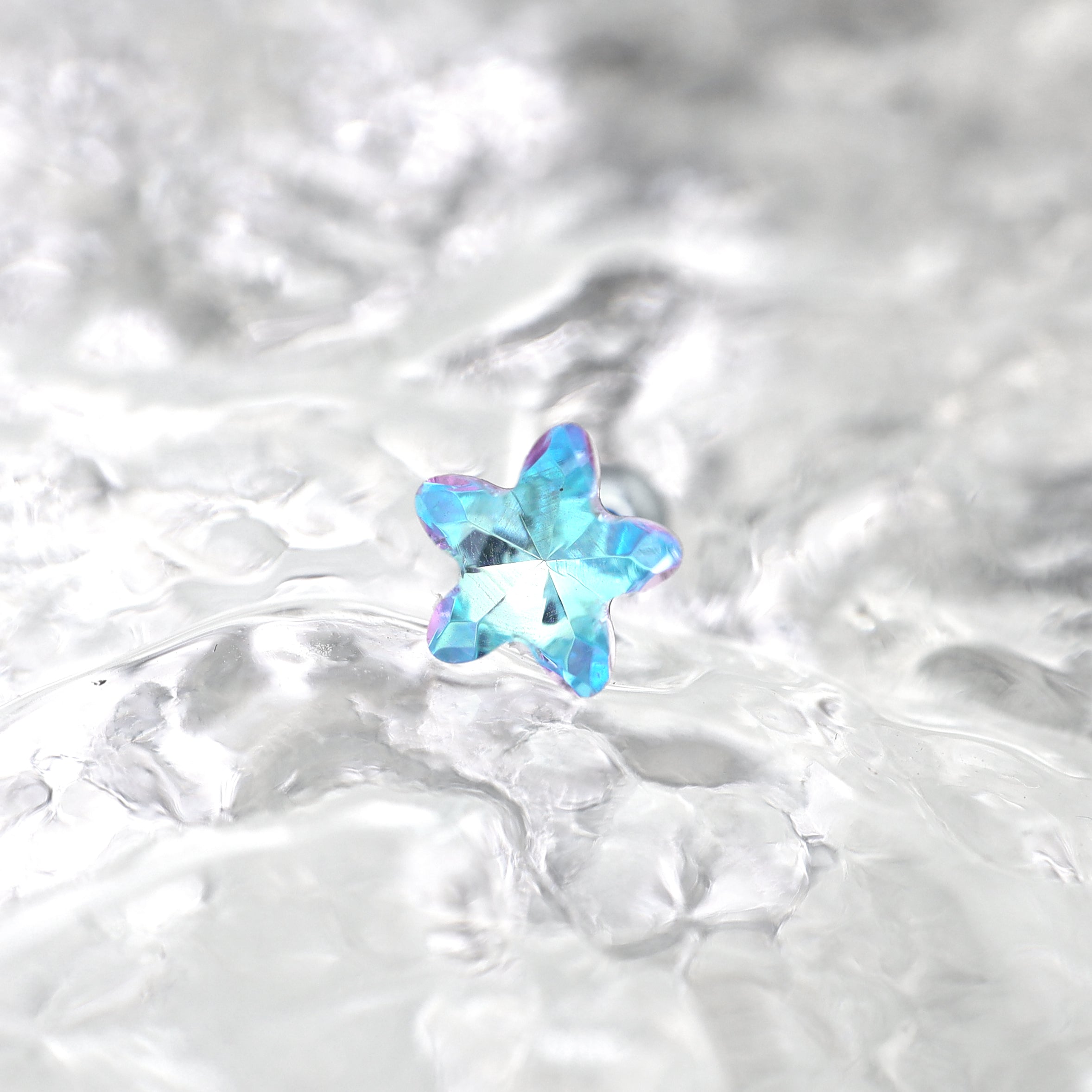 Blue Pentagram Star Titanium Ear Studs