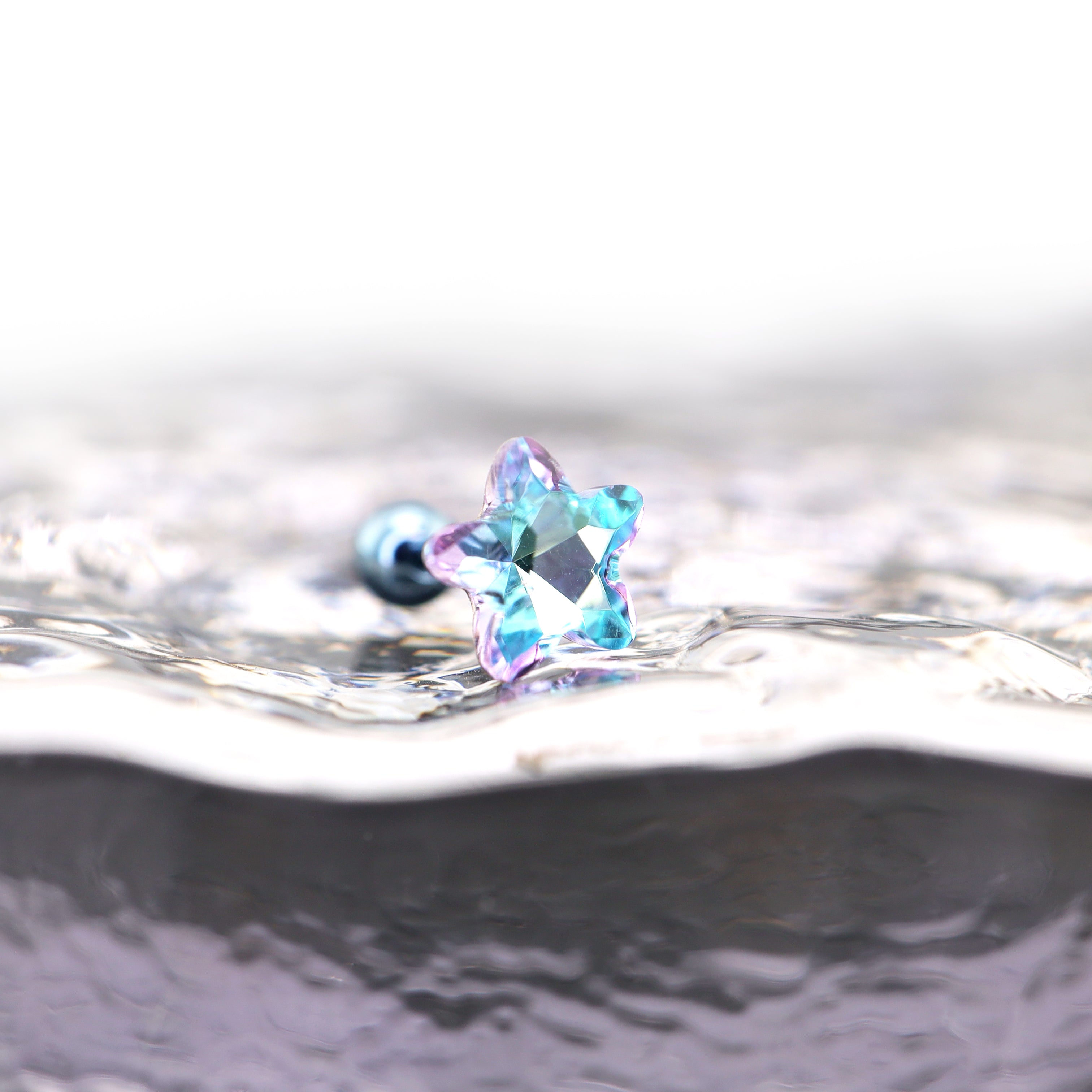 Blue Pentagram Star Titanium Ear Studs