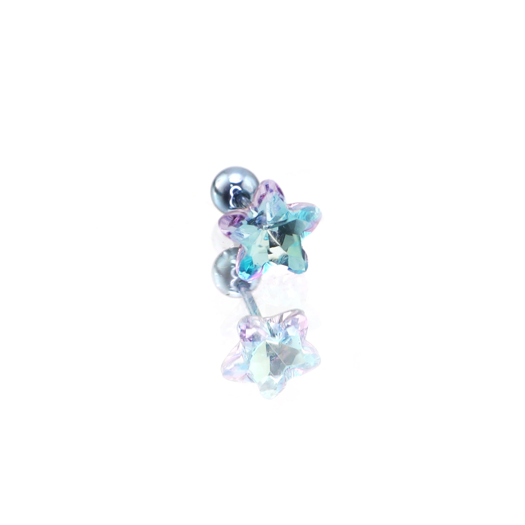 Blue Pentagram Star Titanium Ear Studs