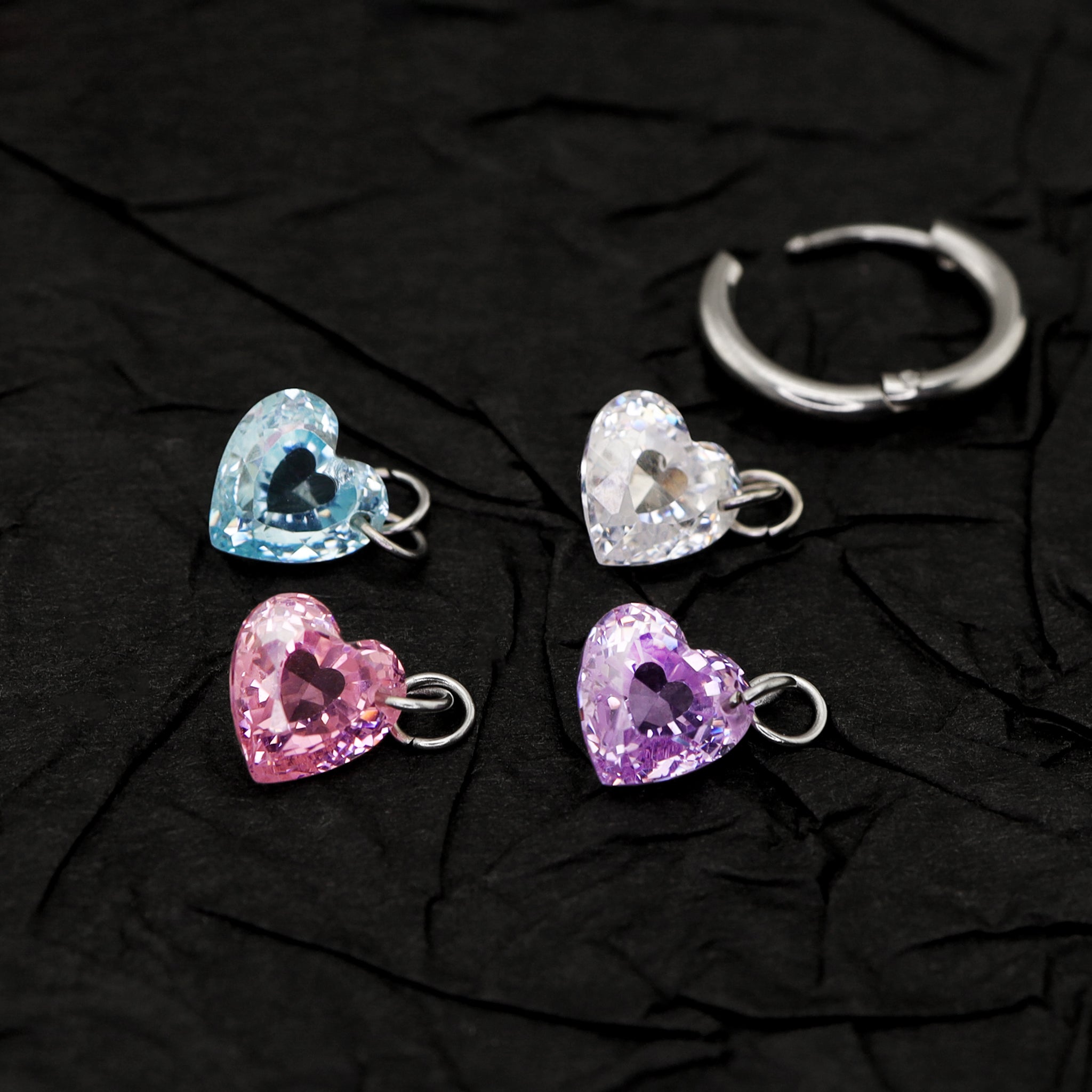 Rainbow Heart CZ Pendant tainless steel Earrings ph1