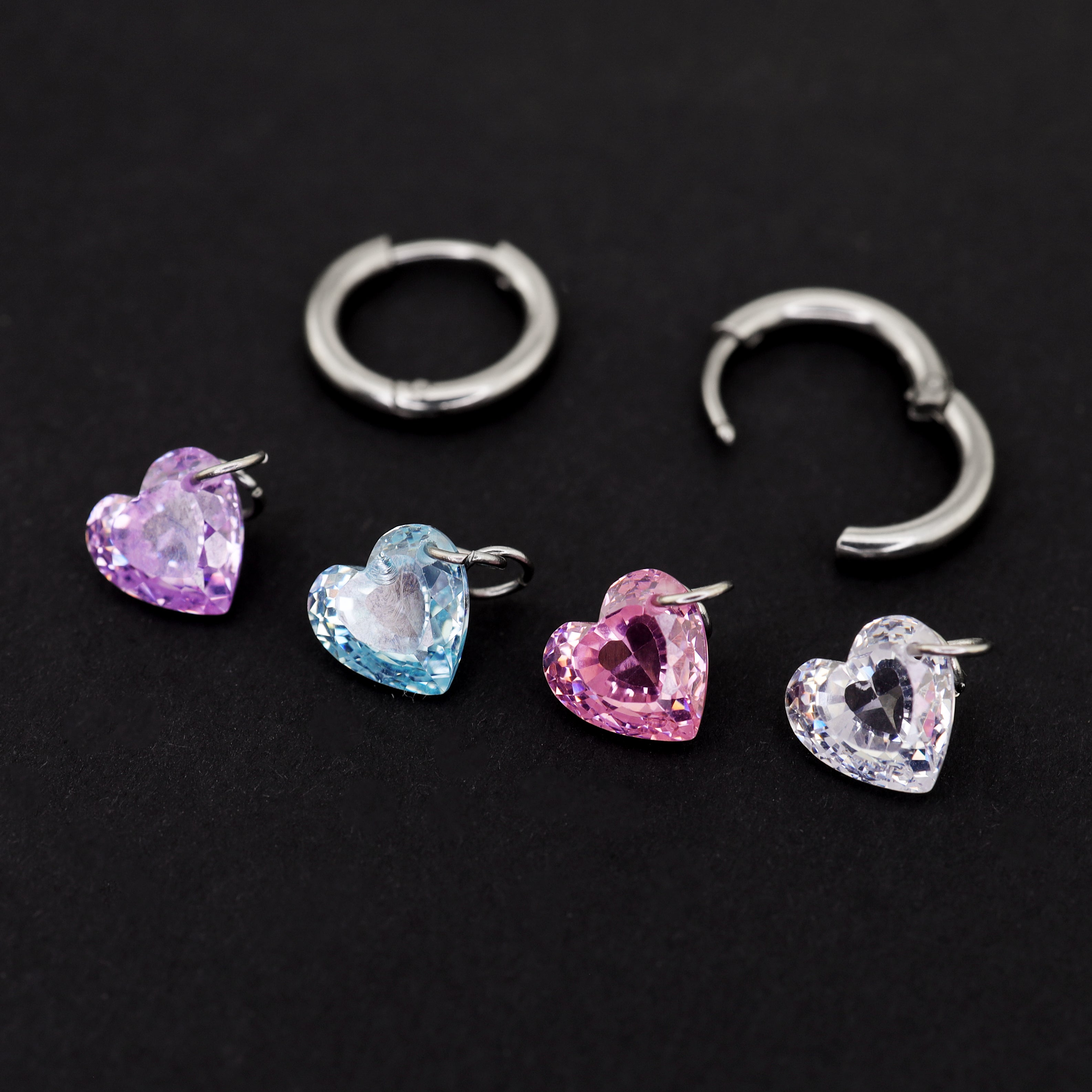 Rainbow Heart CZ Pendant tainless steel Earrings ph1