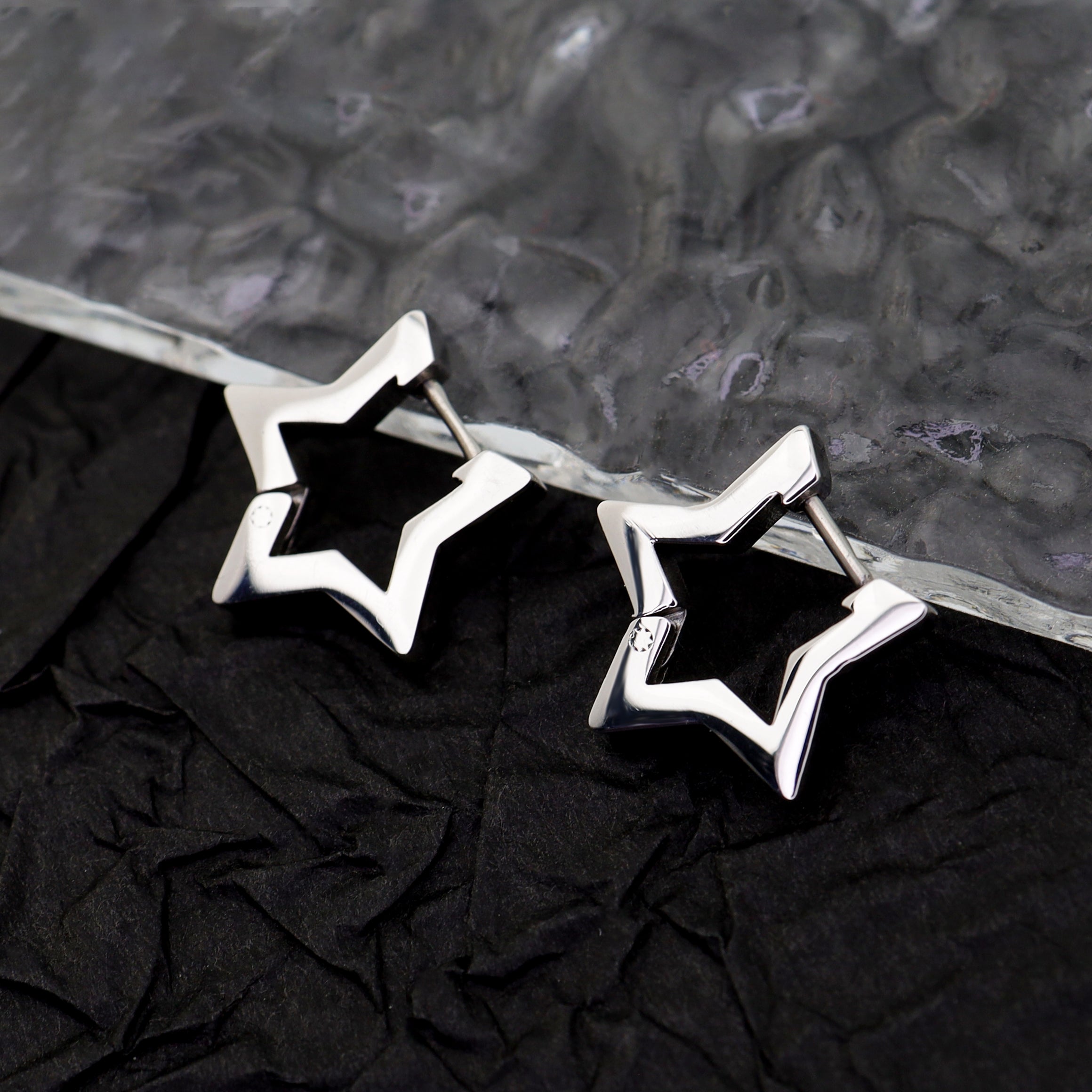 Minimalist Pentagram Straight Pin tainless steel Earrings ph1