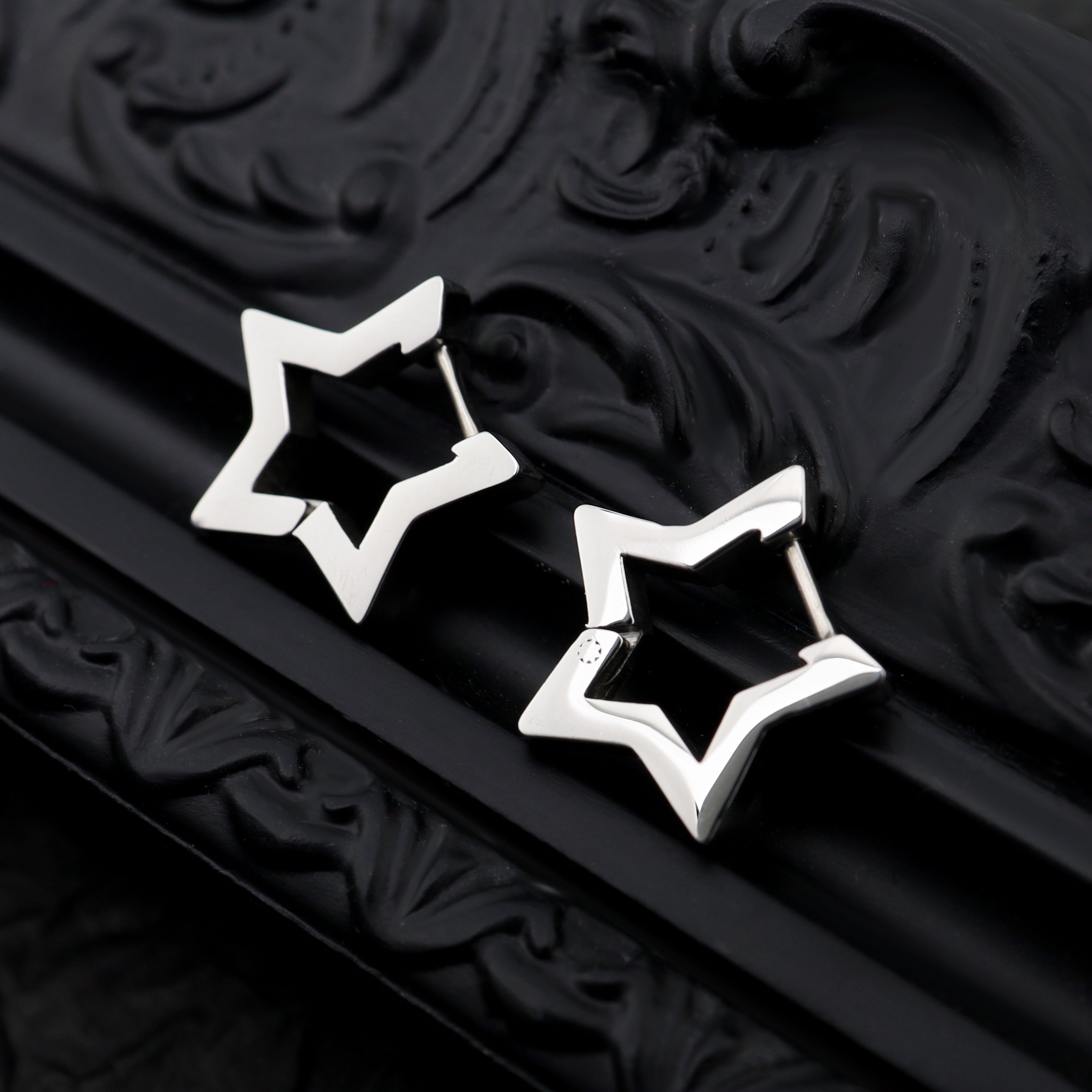 Minimalist Pentagram Straight Pin tainless steel Earrings ph1