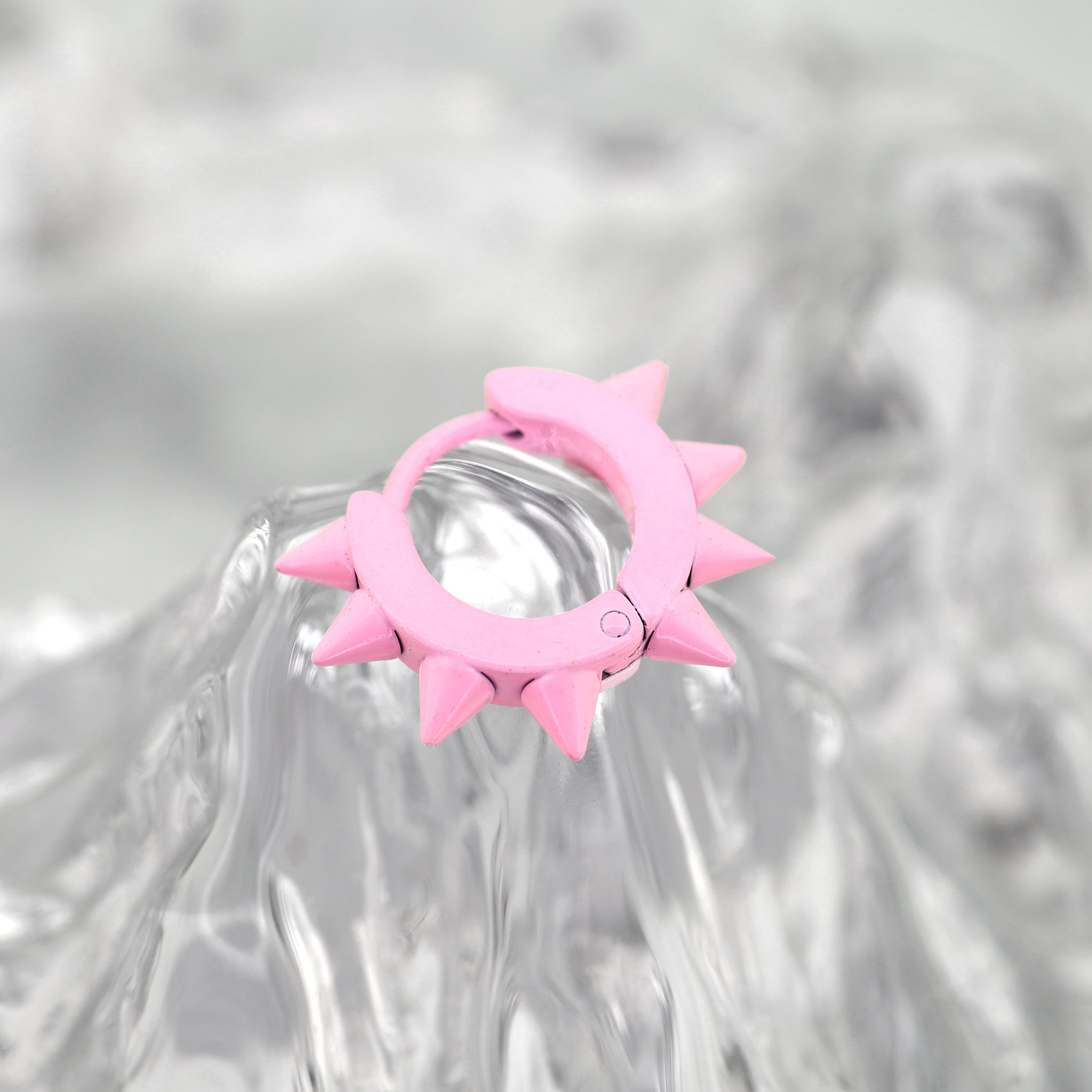 Pink Enamel Six-Spike tainless steel Earrings ph1