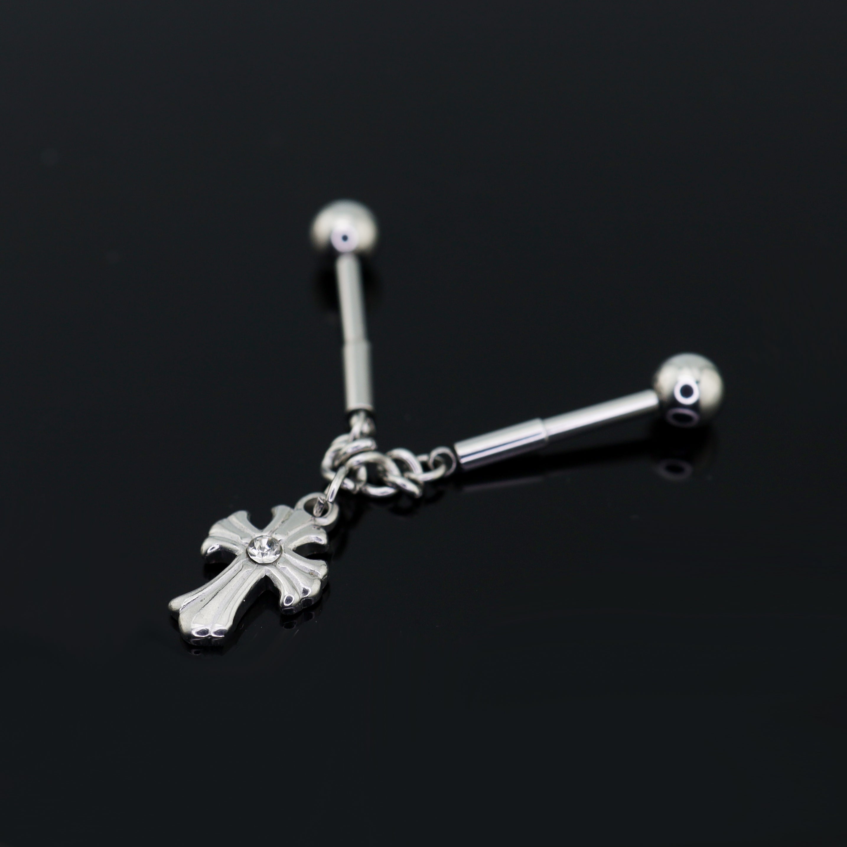 CZ Cross Chain tainless steel Industrial Barbell ph1