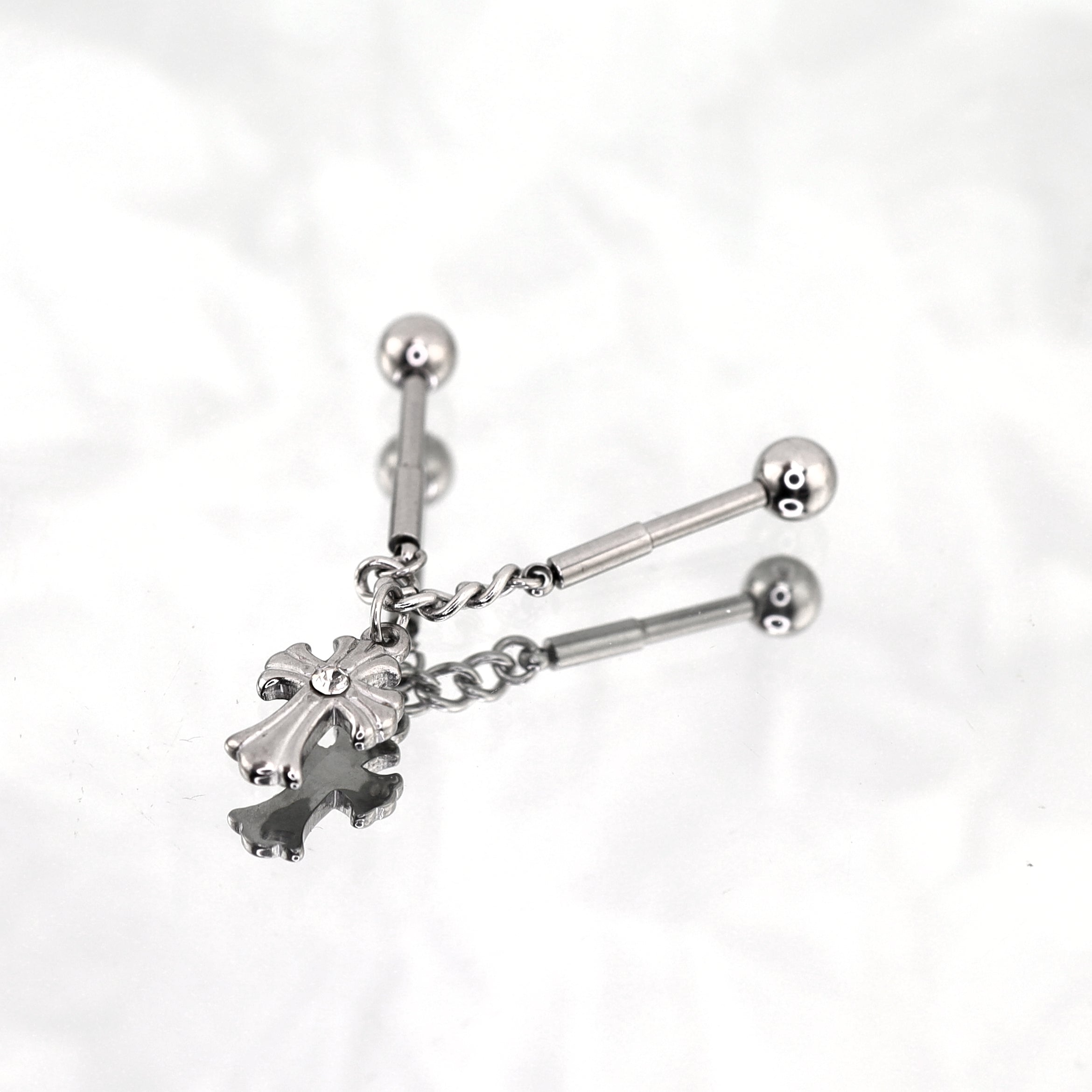 CZ Cross Chain tainless steel Industrial Barbell ph1