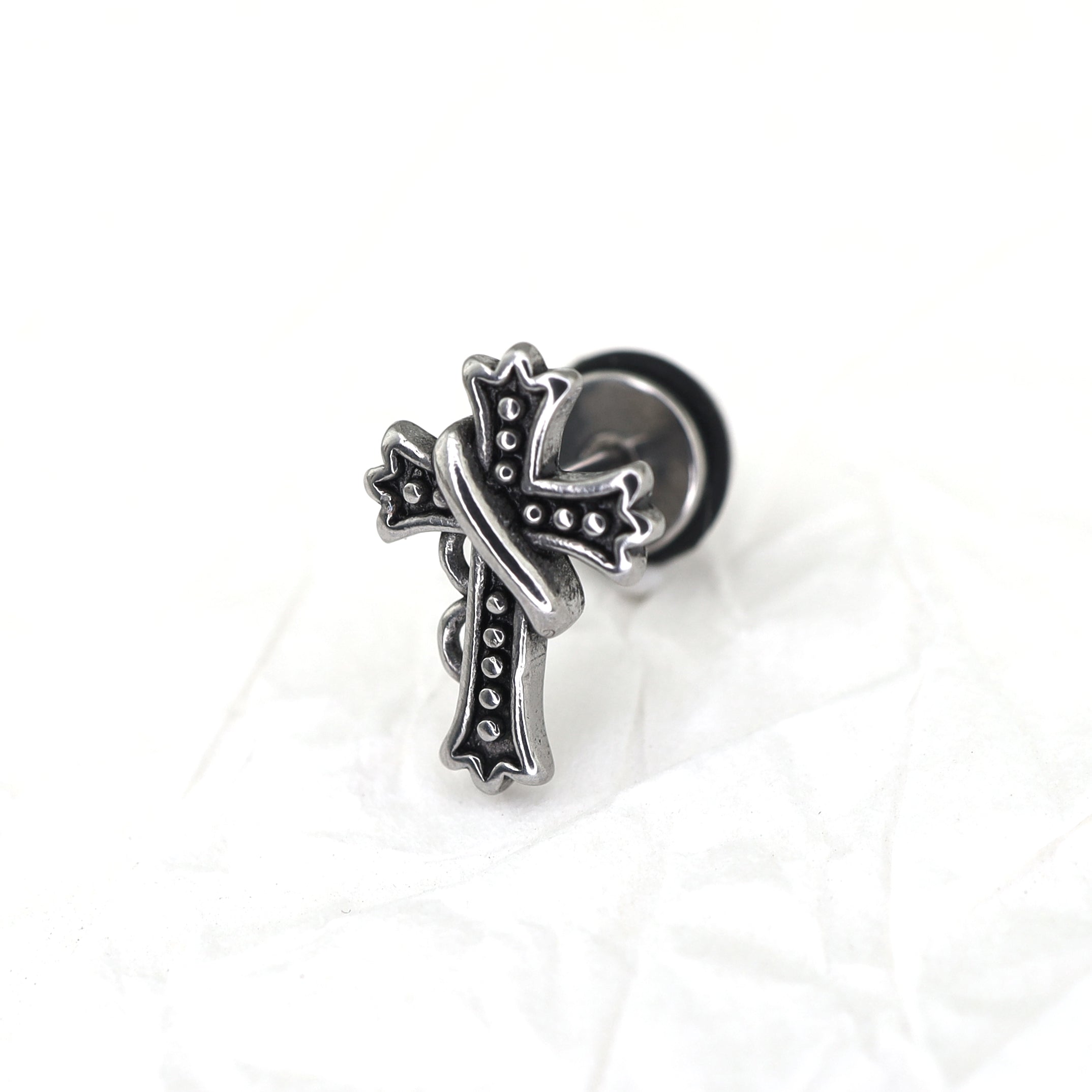 Vintage Twisted Cross tainless steel Ear Studs ph1