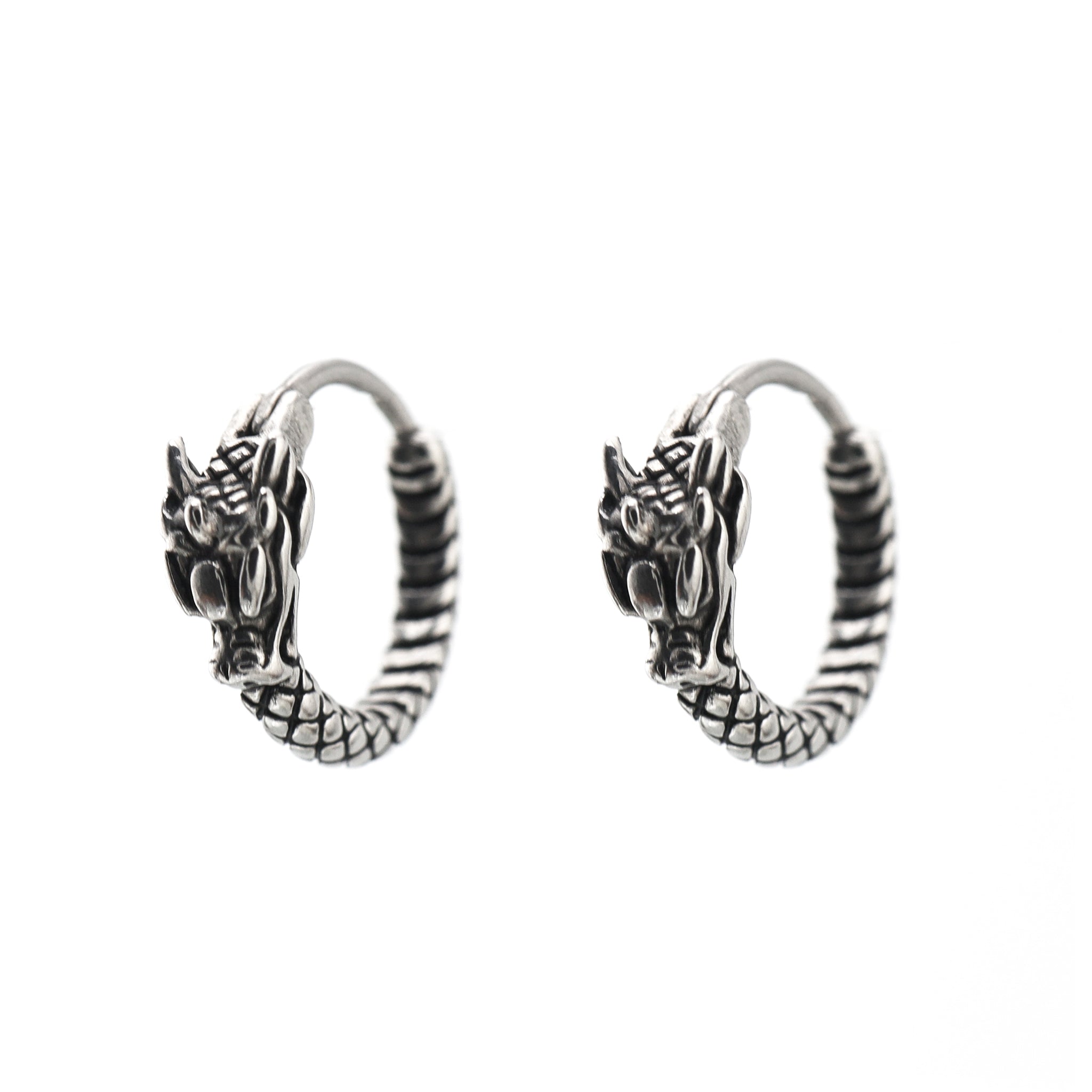 Vintage Engraved Dragon tainless steel Earrings ph1