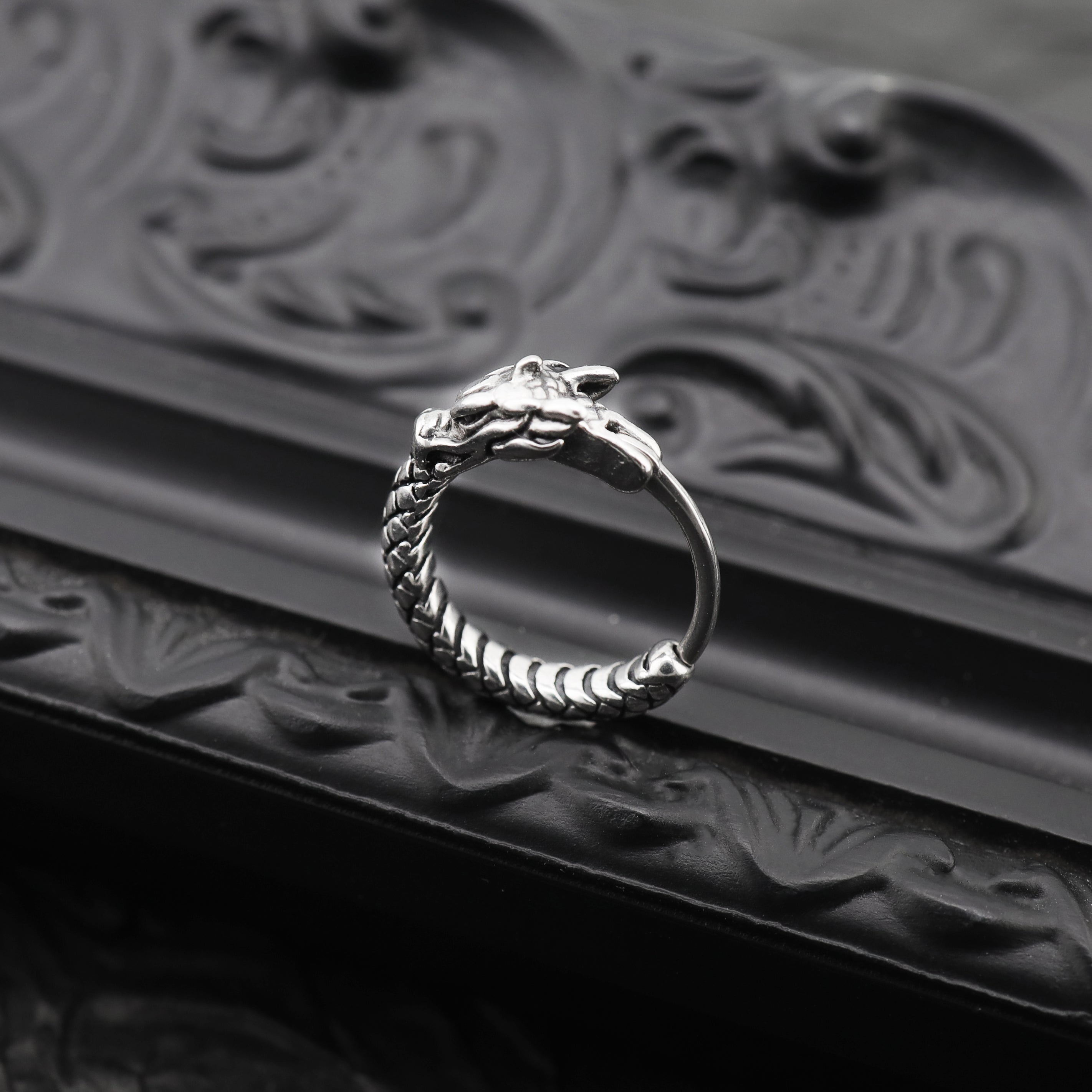 Vintage Engraved Dragon tainless steel Earrings ph1