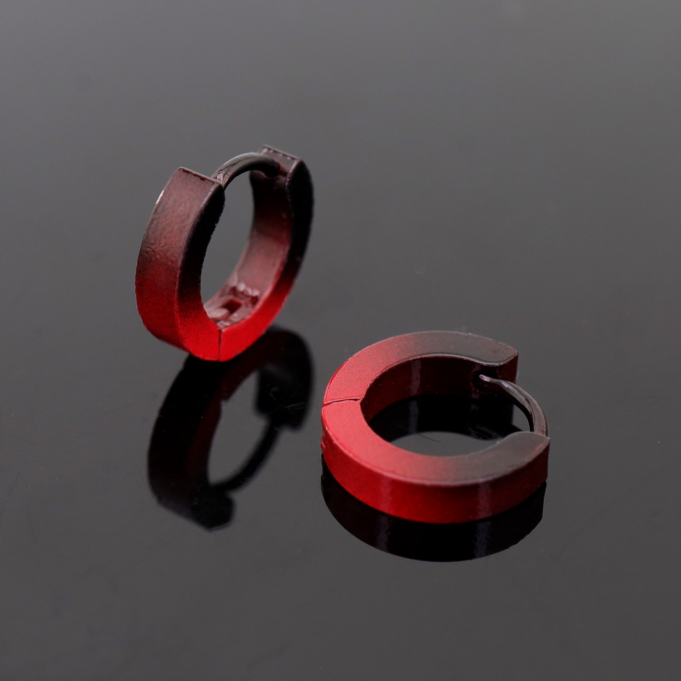 Black to Red Gradient Contrast tainless steel Earrings oh1