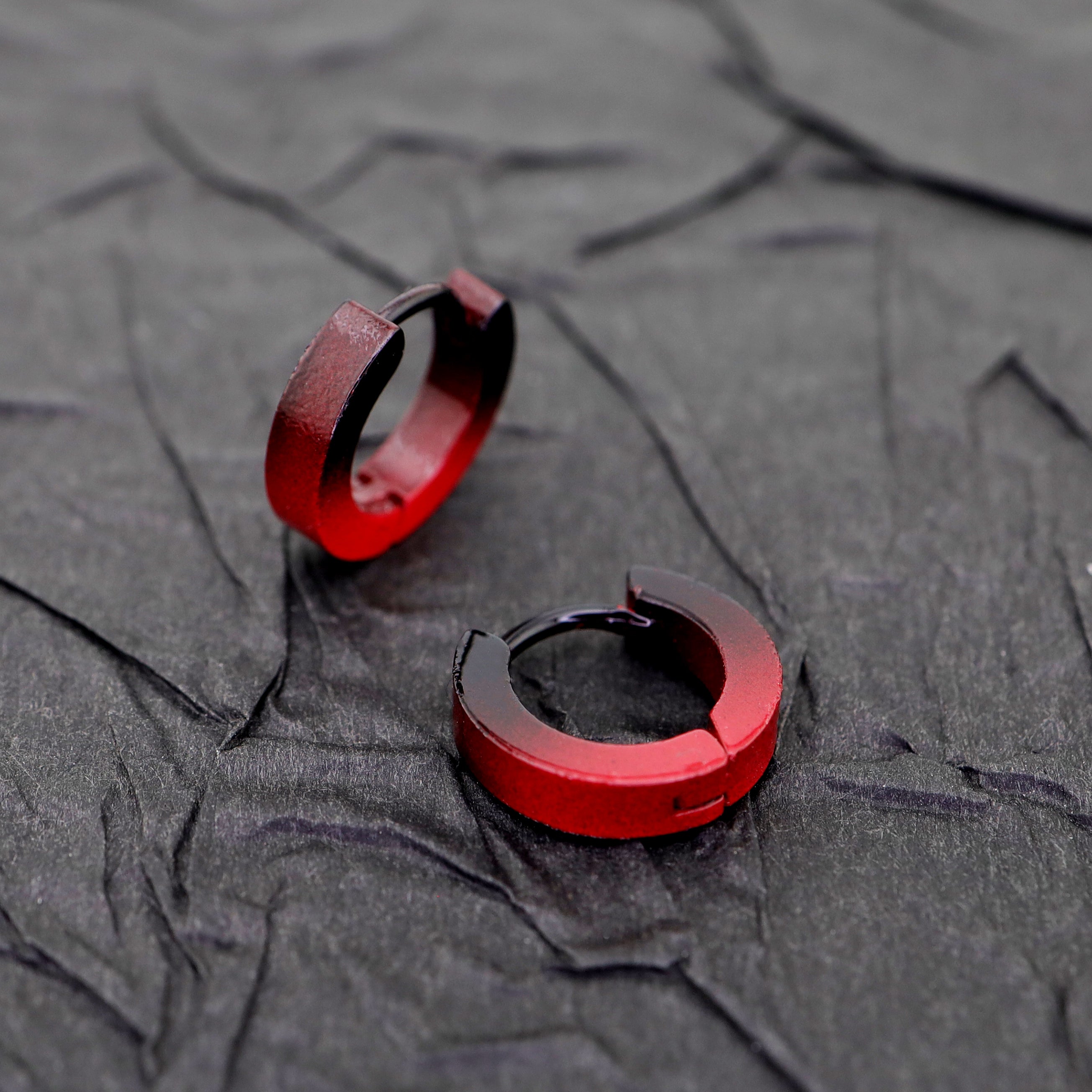 Black to Red Gradient Contrast tainless steel Earrings oh1