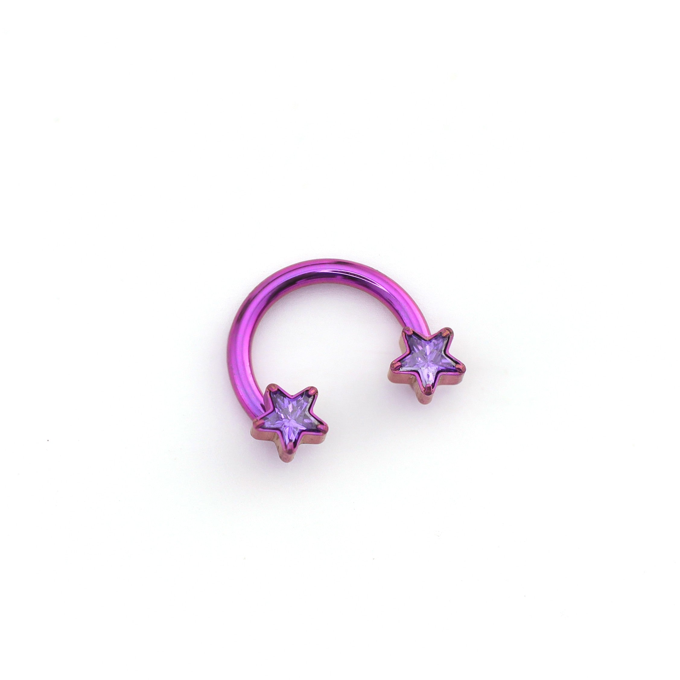 Star Shaped CZ Titanium Horseshoe Ring