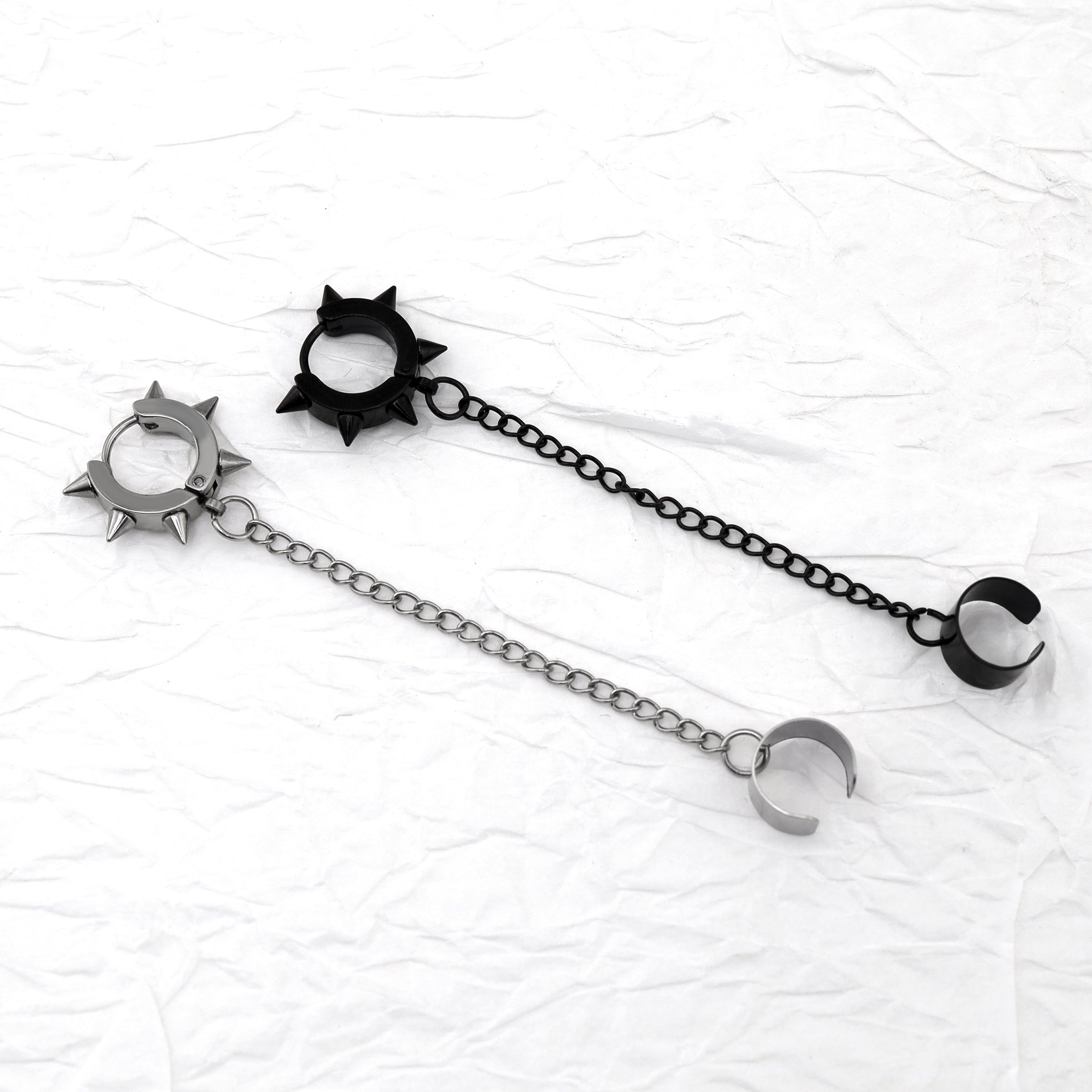 Six-Spike Chain stainless steel Ear Climbers ph1