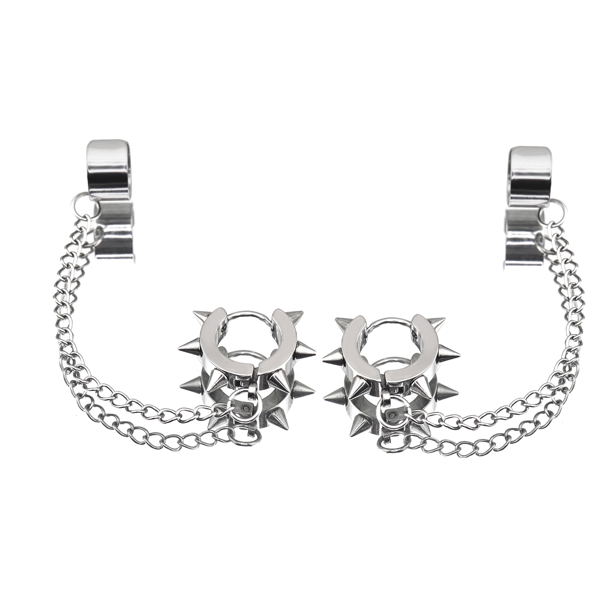 Six-Spike Chain stainless steel Ear Climbers ph1