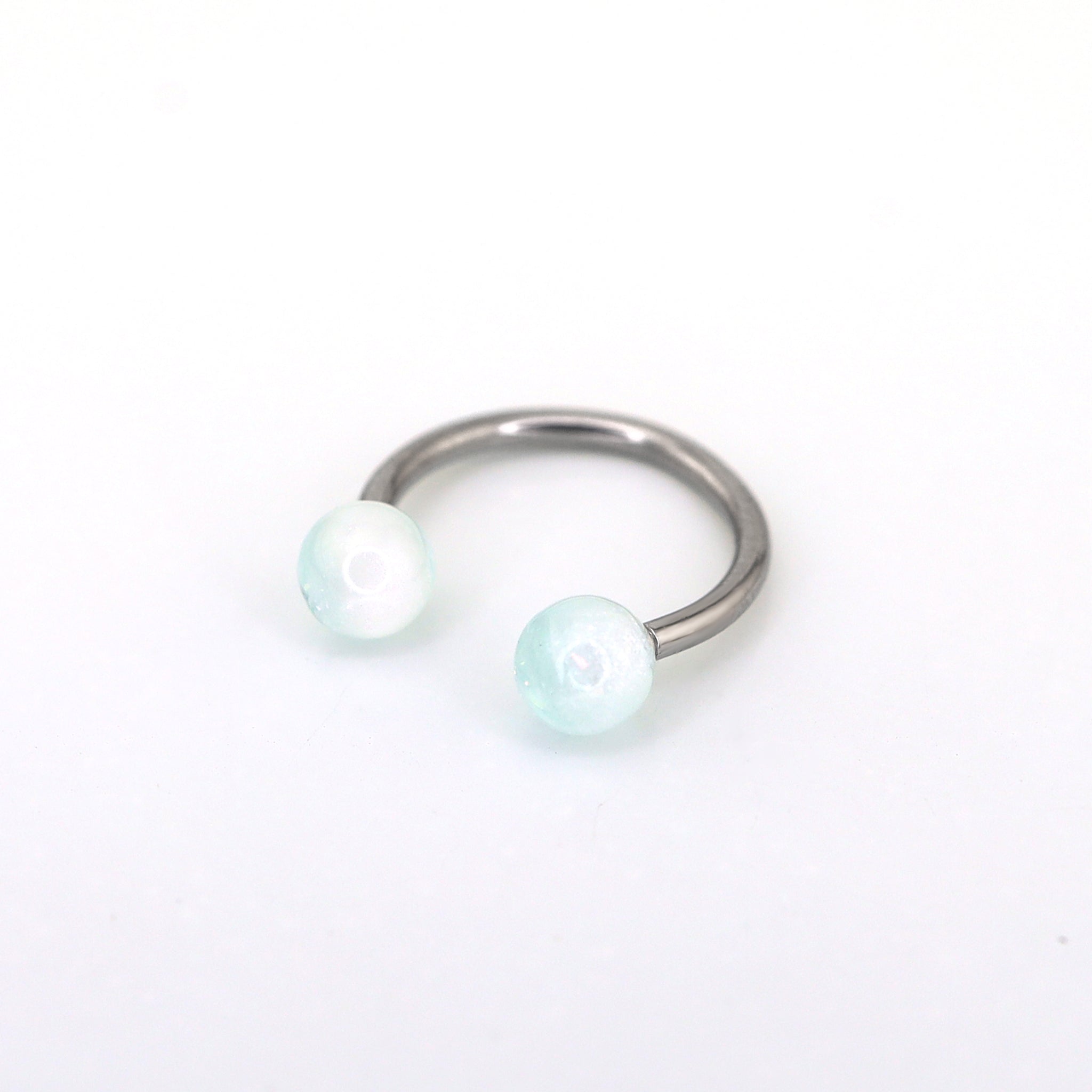 Acrylic Opalite stainless steel Horseshoe Ring ph1