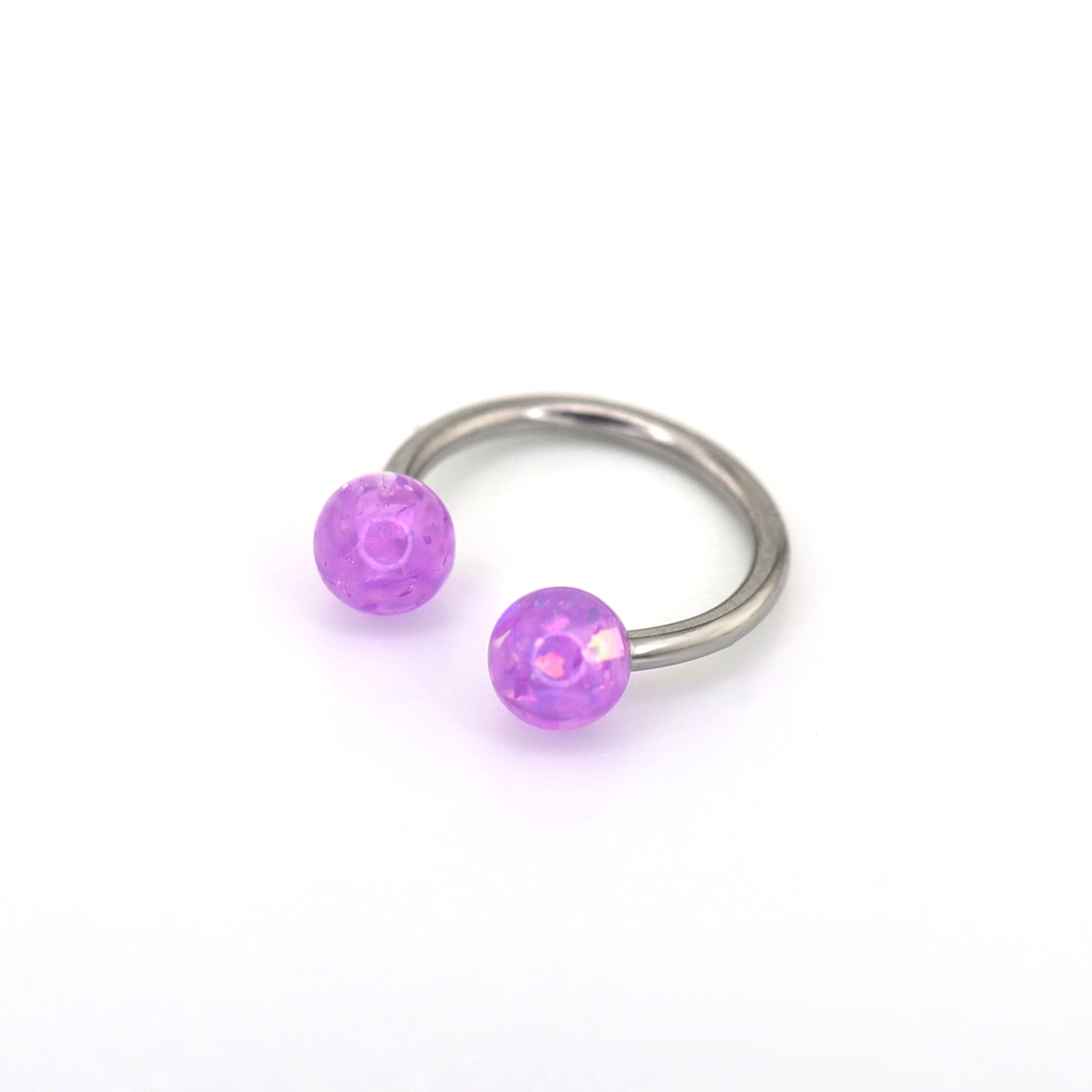 Acrylic Opalite stainless steel Horseshoe Ring ph1