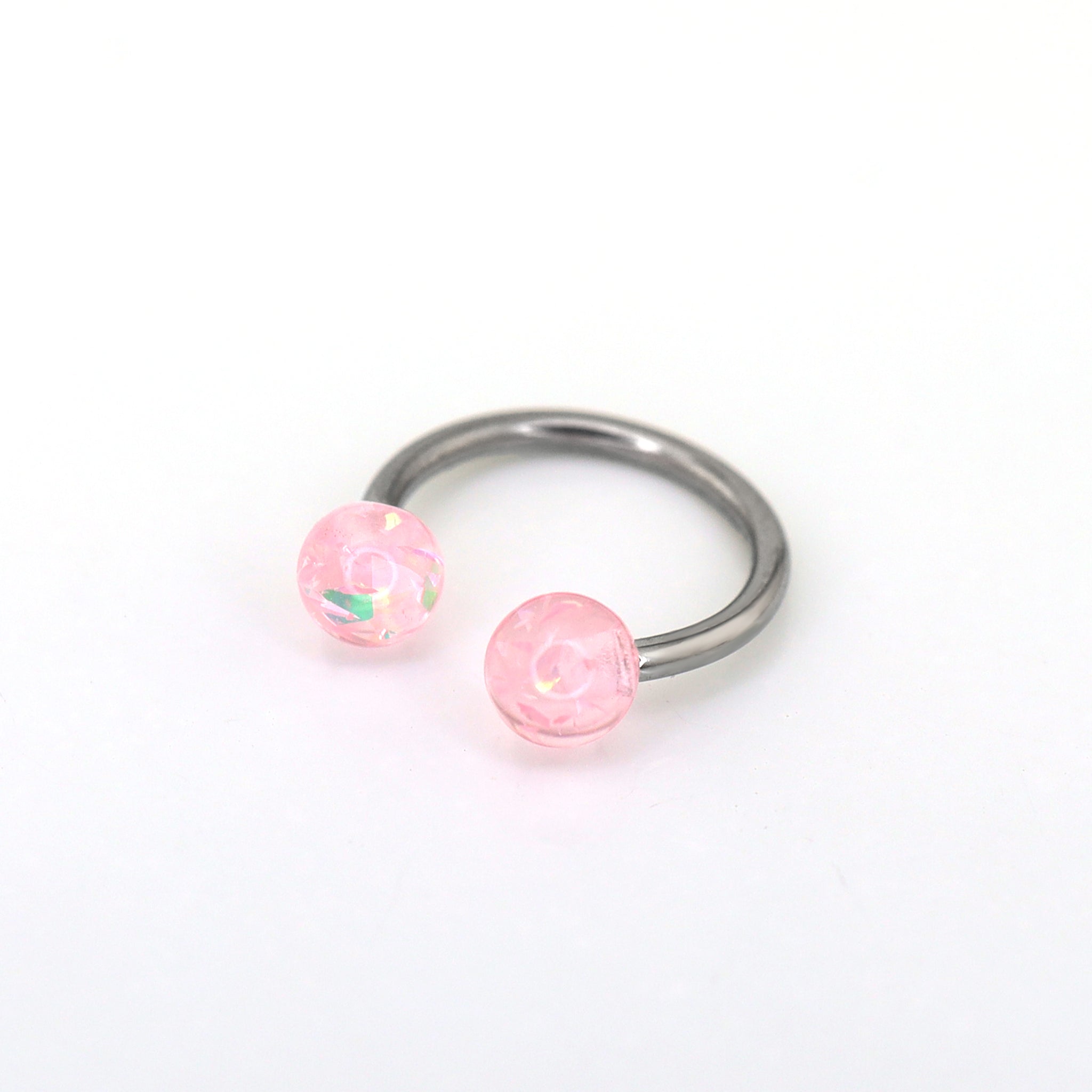 Acrylic Opalite stainless steel Horseshoe Ring ph1