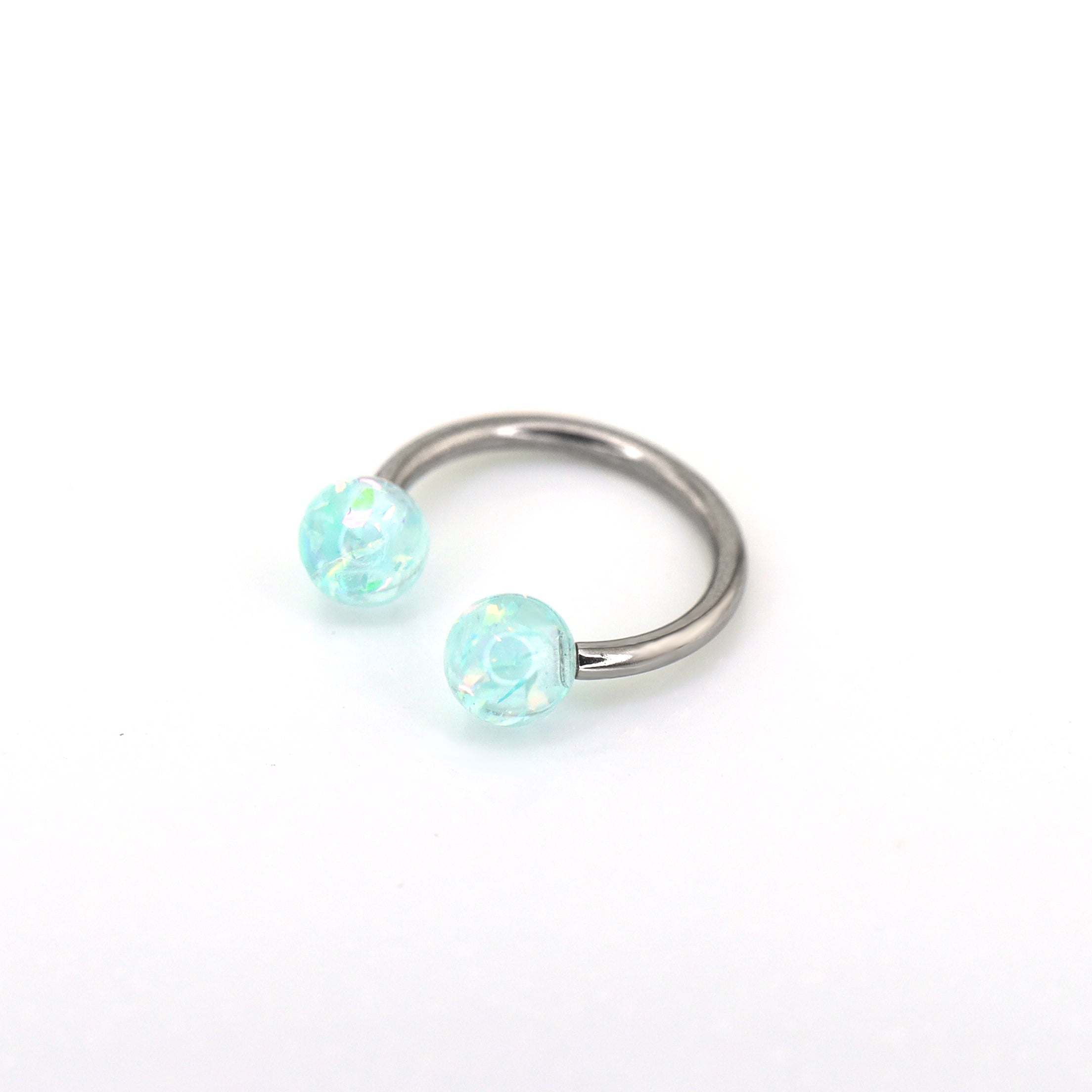 Acrylic Opalite stainless steel Horseshoe Ring ph1