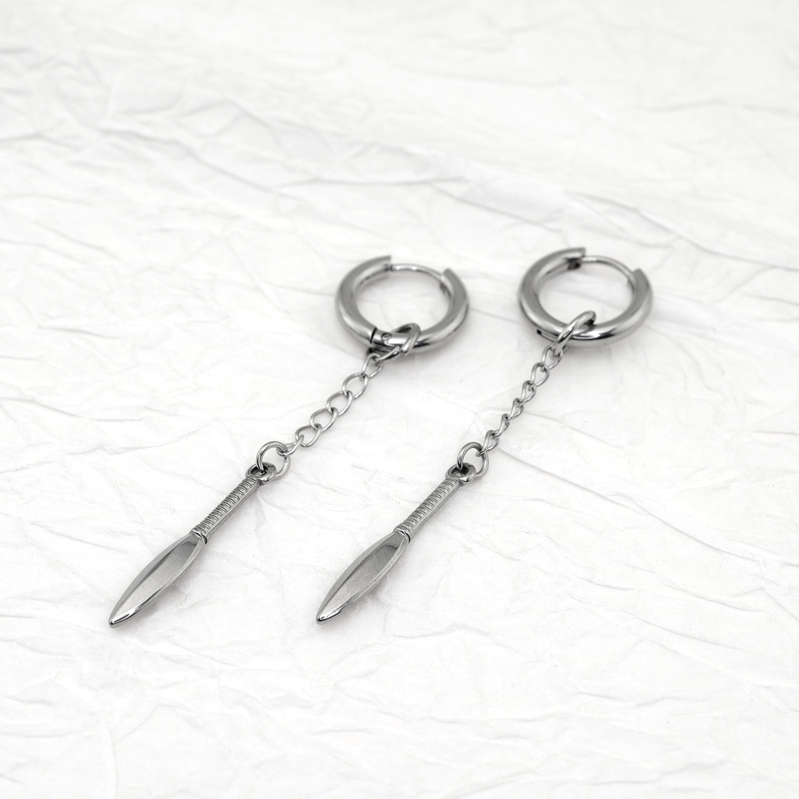 Dagger Drop Chain stainless steel Earrings ph1