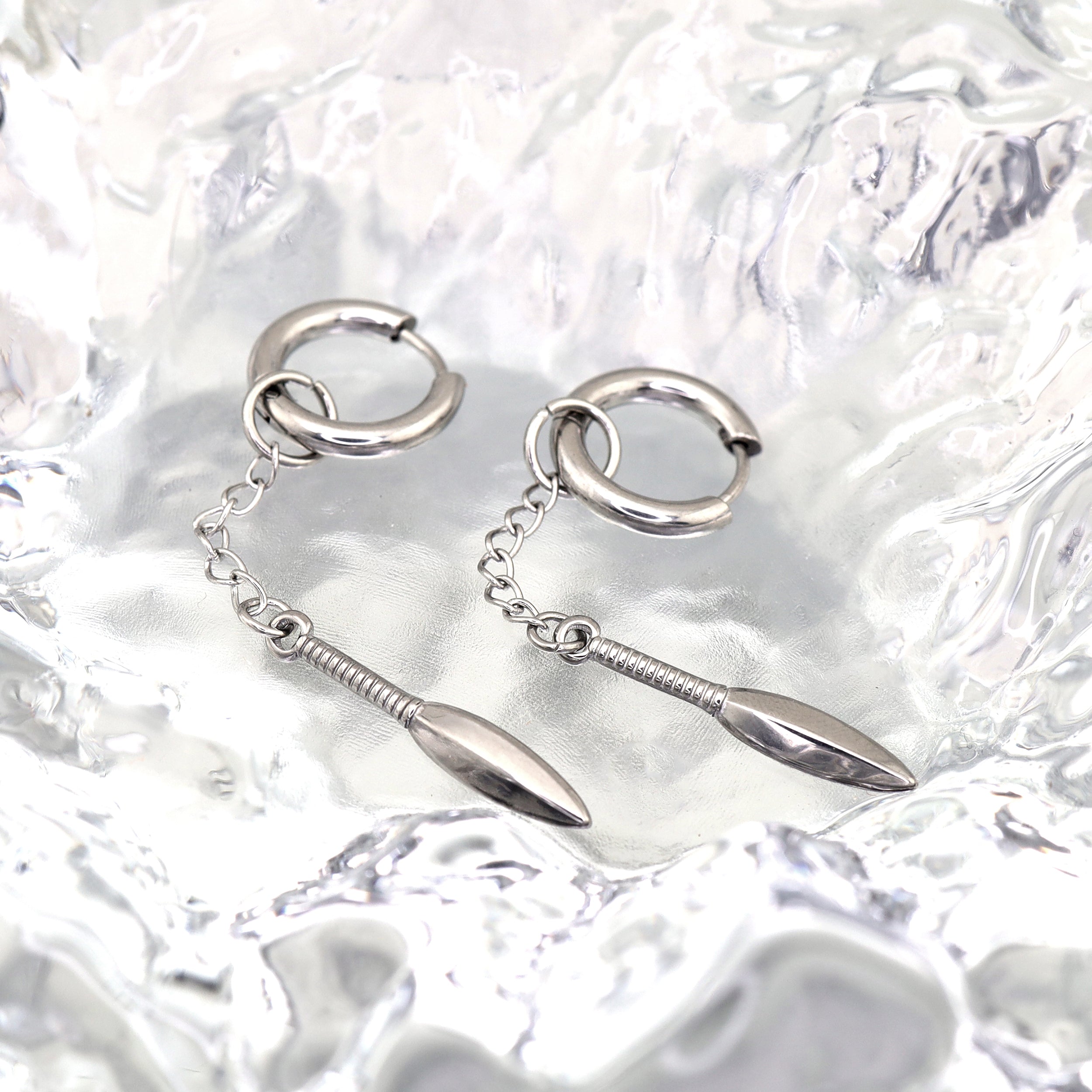Dagger Drop Chain stainless steel Earrings ph1