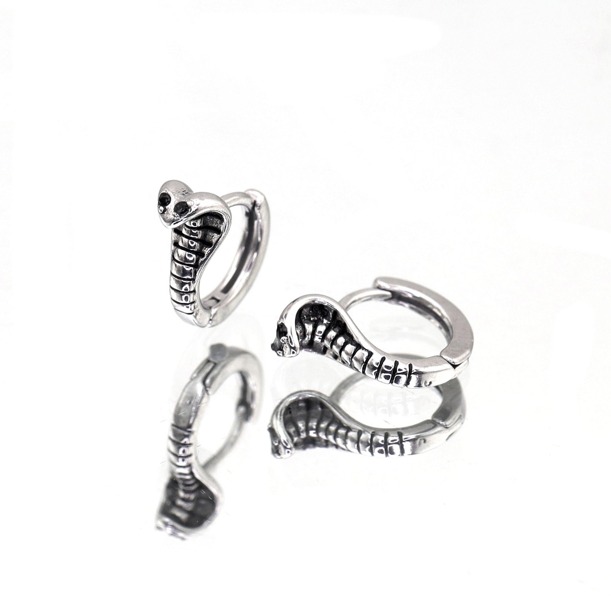 Black CZ Cobra stainless steel Earrings ph1