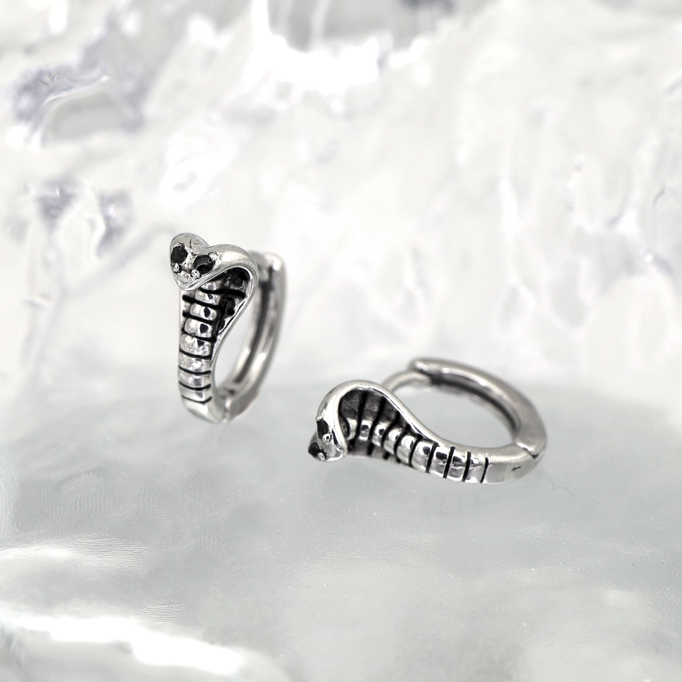 Black CZ Cobra stainless steel Earrings ph1