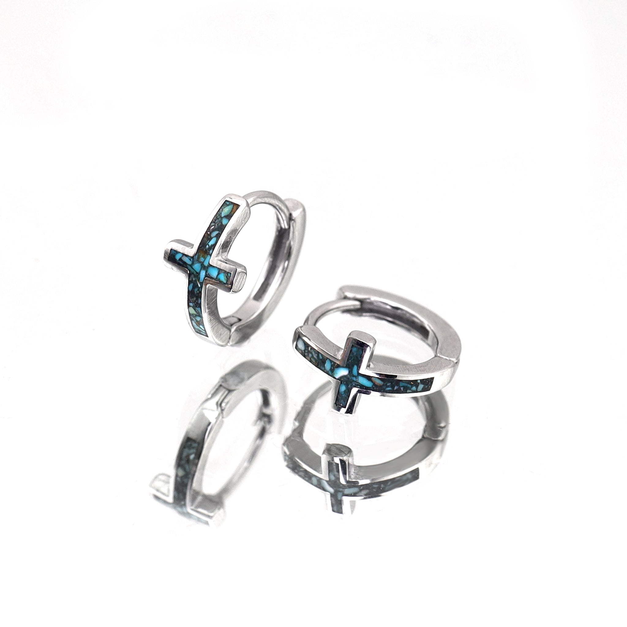 Turquoise Cross stainless steel Earrings ph1