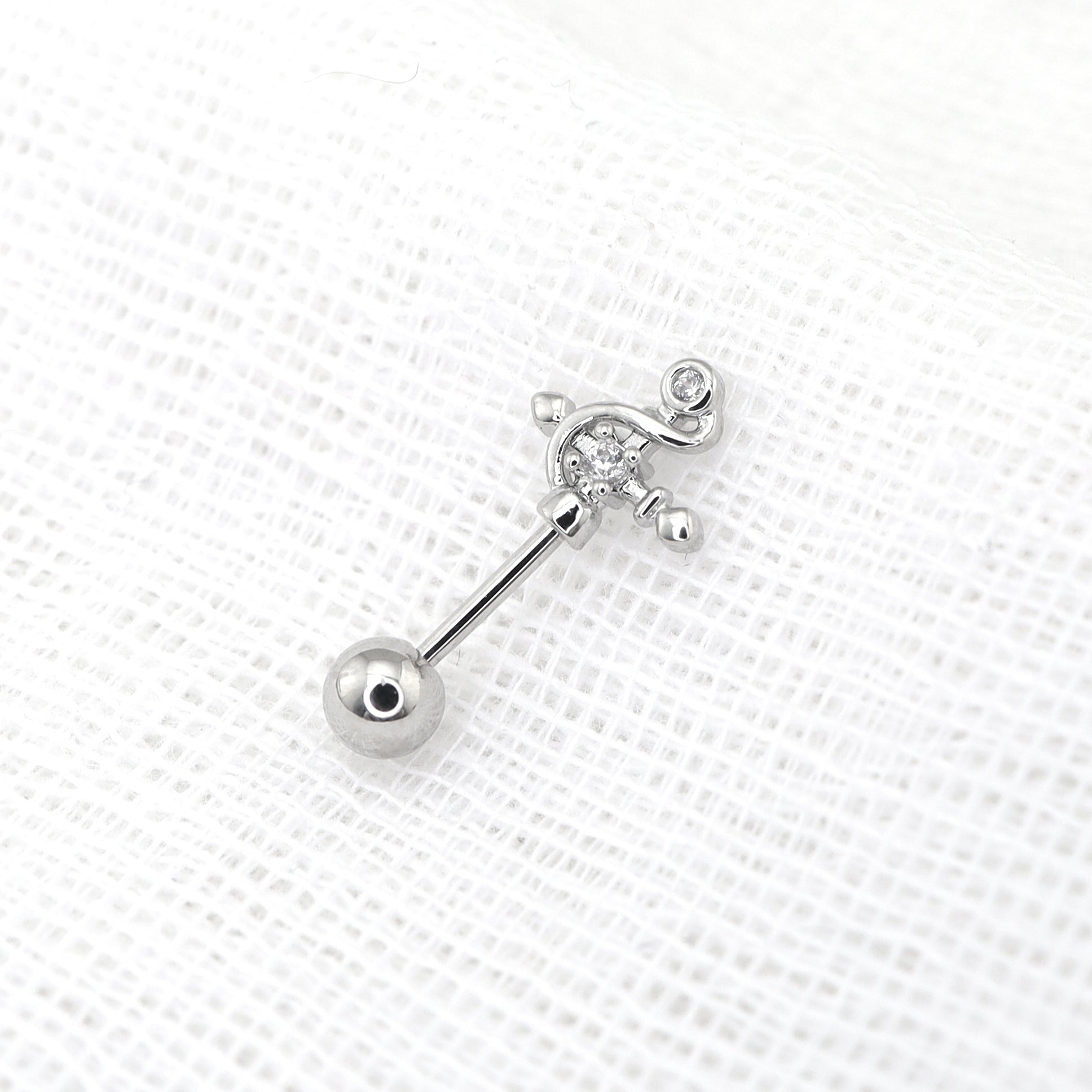 CZ Magic Wand Cross Helix Studs ph1