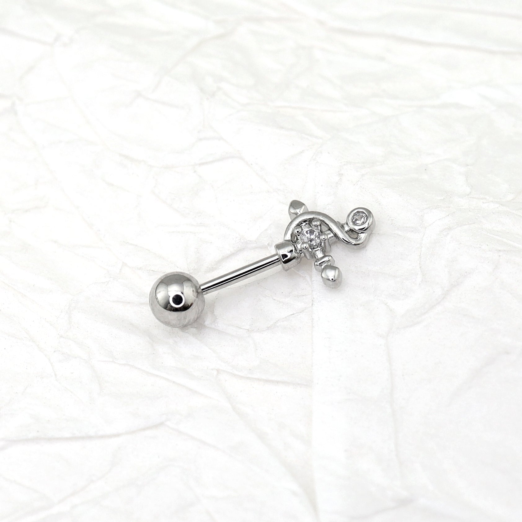 CZ Magic Wand Cross Helix Studs ph1