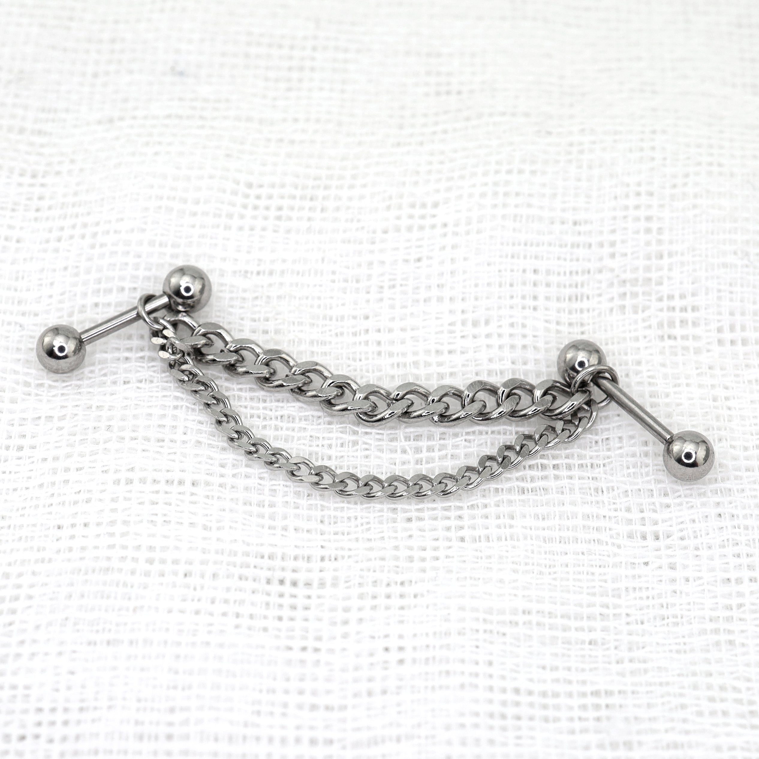 Silver Double Layer Chain stainless steel Ear Studs ph1