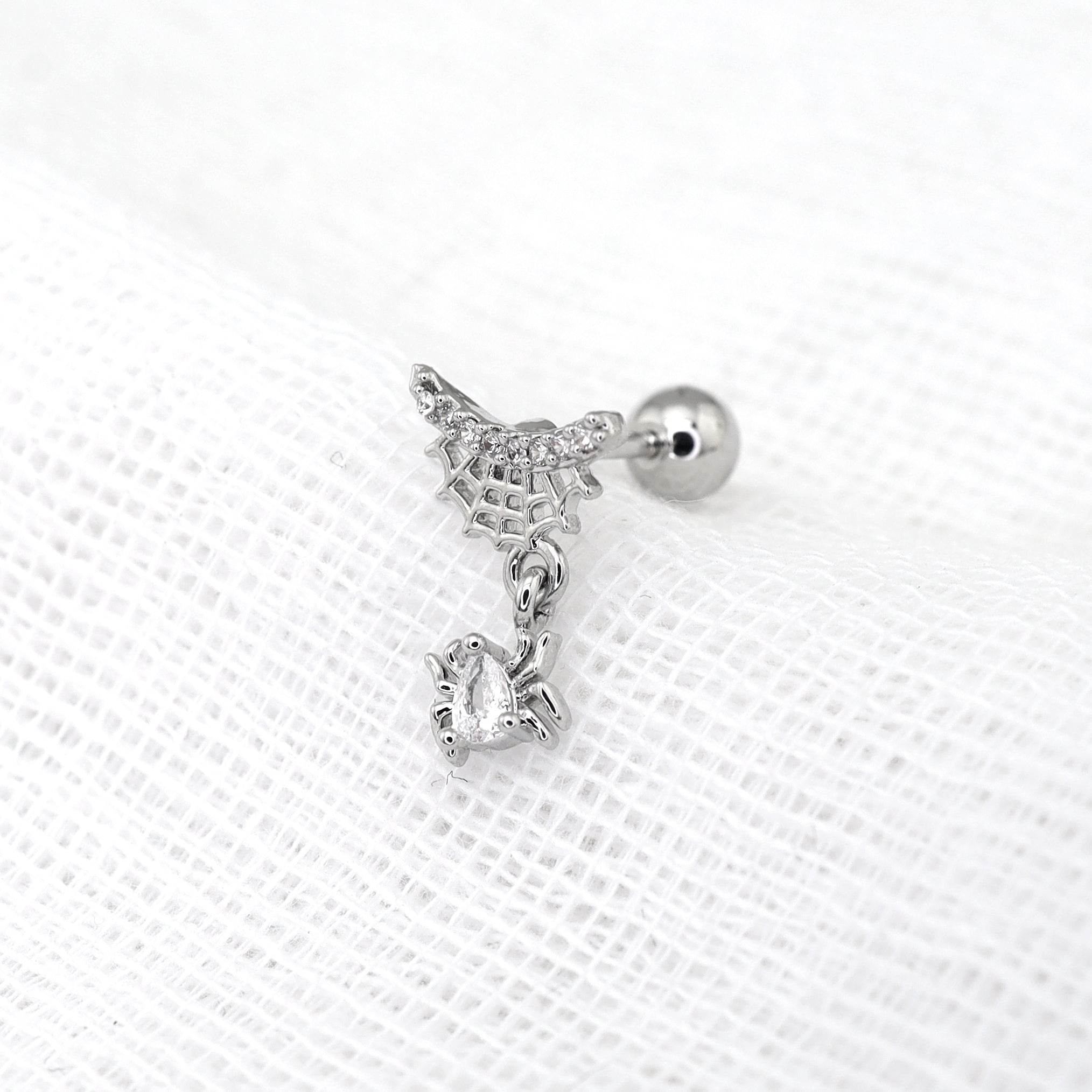 CZ Dangle Spider Web Thin Gauge Ear Studs ph1