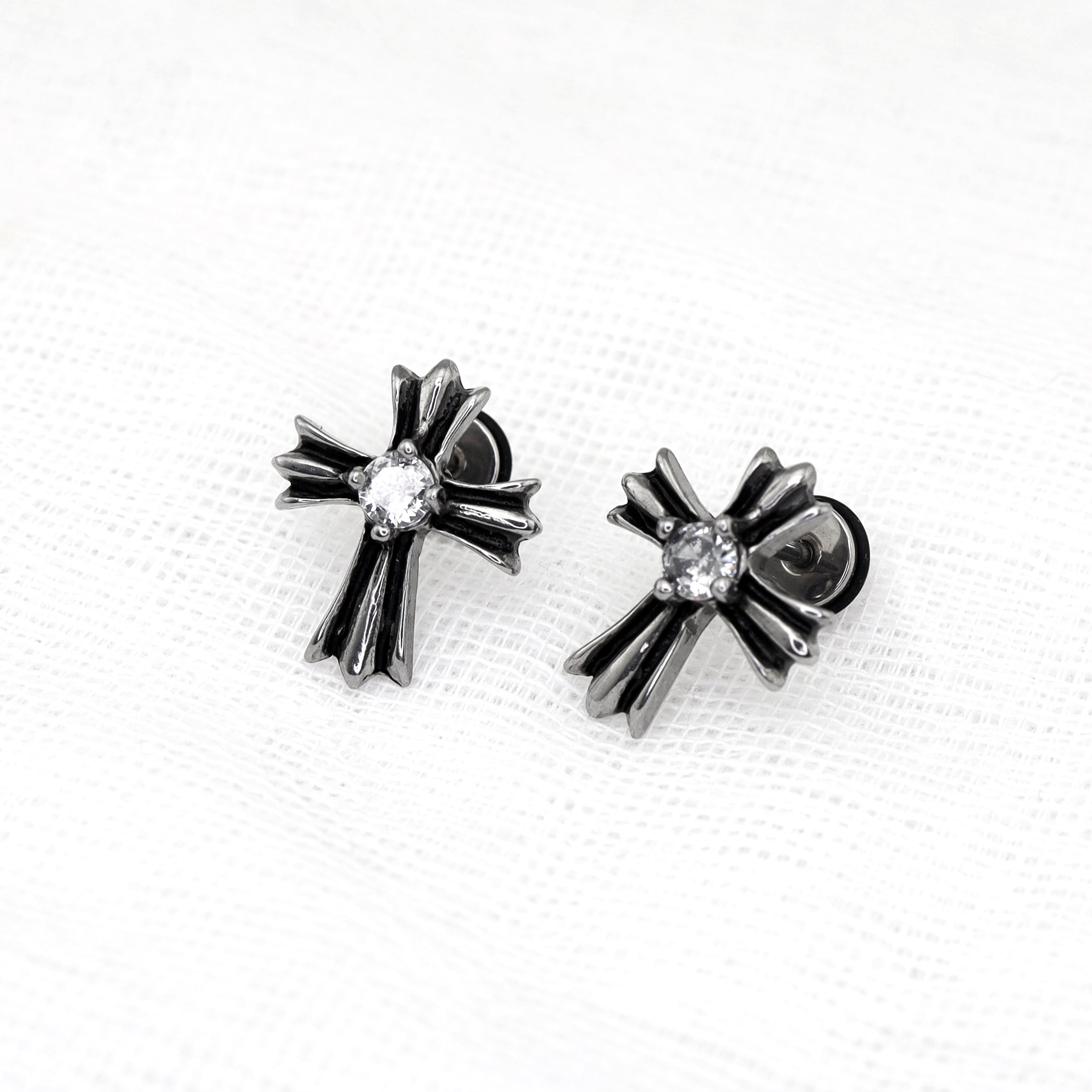 Chrome Hearts Style CZ Cross stainless steel Ear Studs ph1