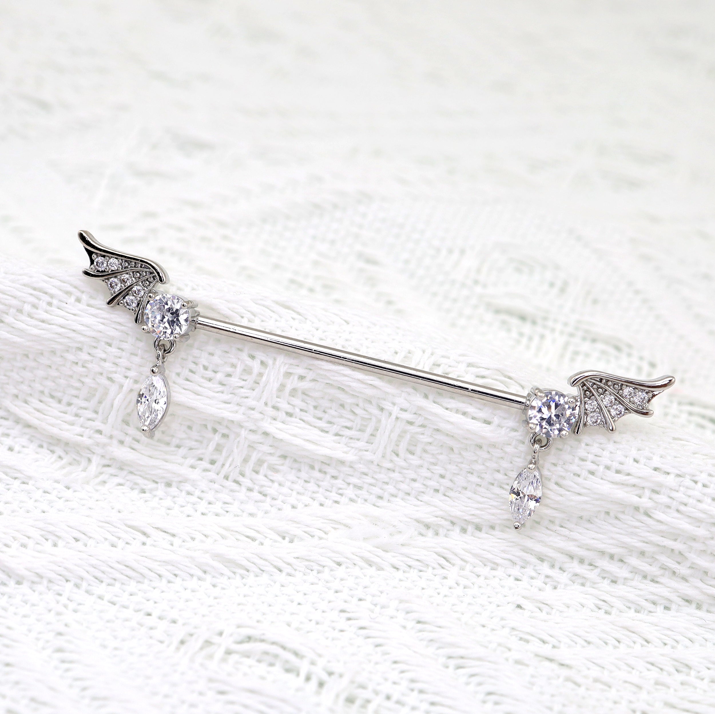 Wing CZ Pendant stainless steel Industrial Barbell ph1