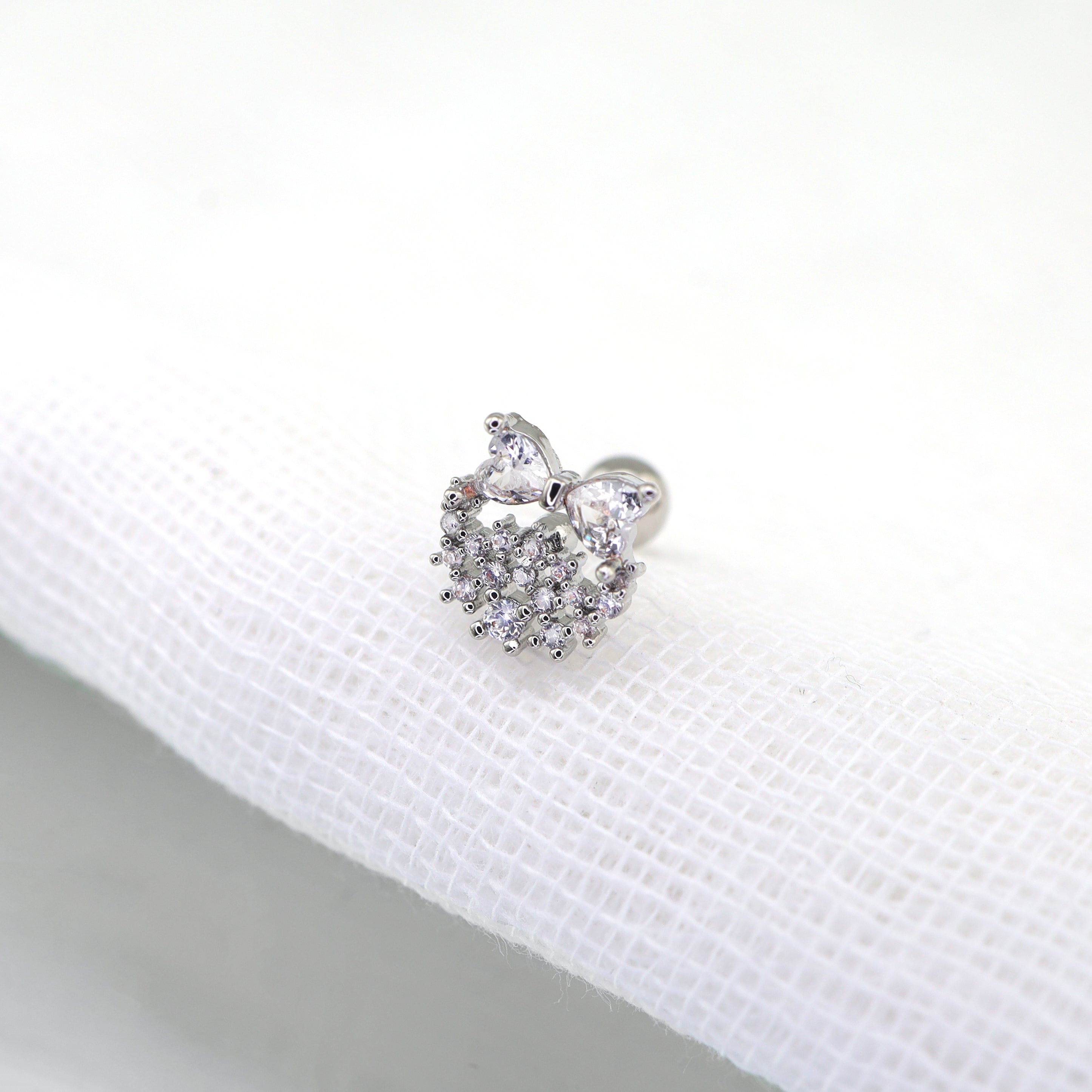 20G Thin Bow Floral Halo Ear Studs ph1