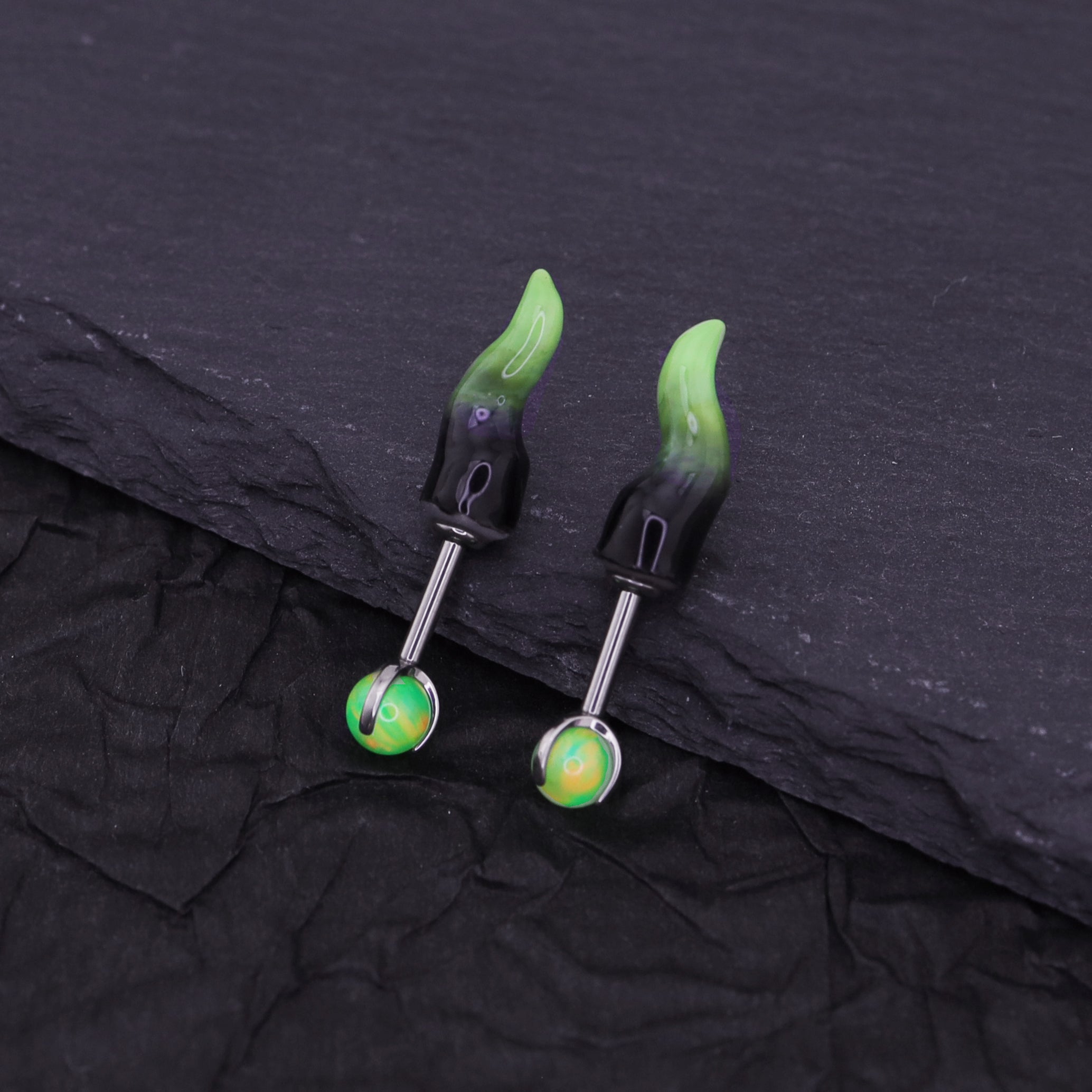 PAIR OF Satan Demon Horn Titanium Cartilage Studs ph1