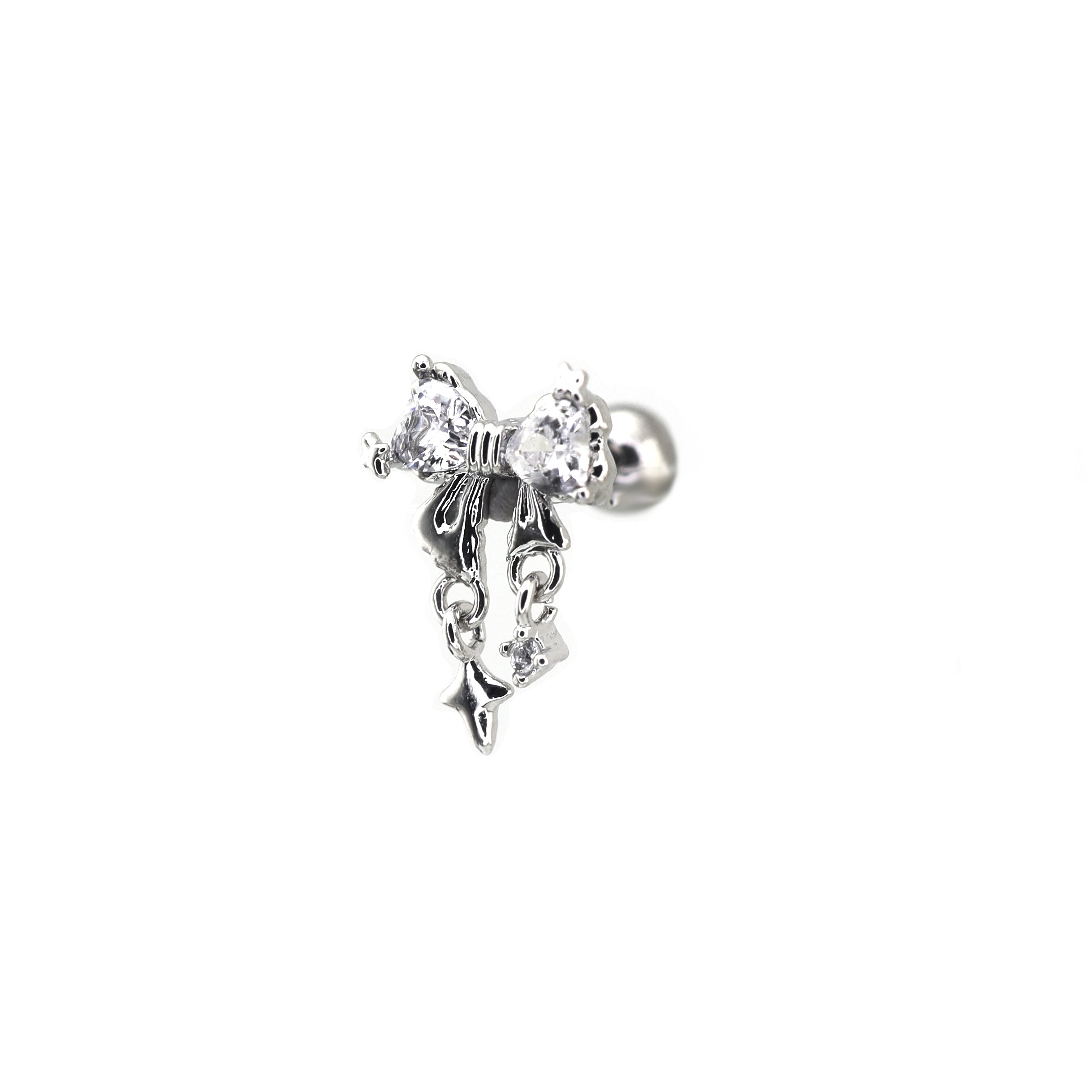 20G Thin Bow Dangle Ear Studs ph1