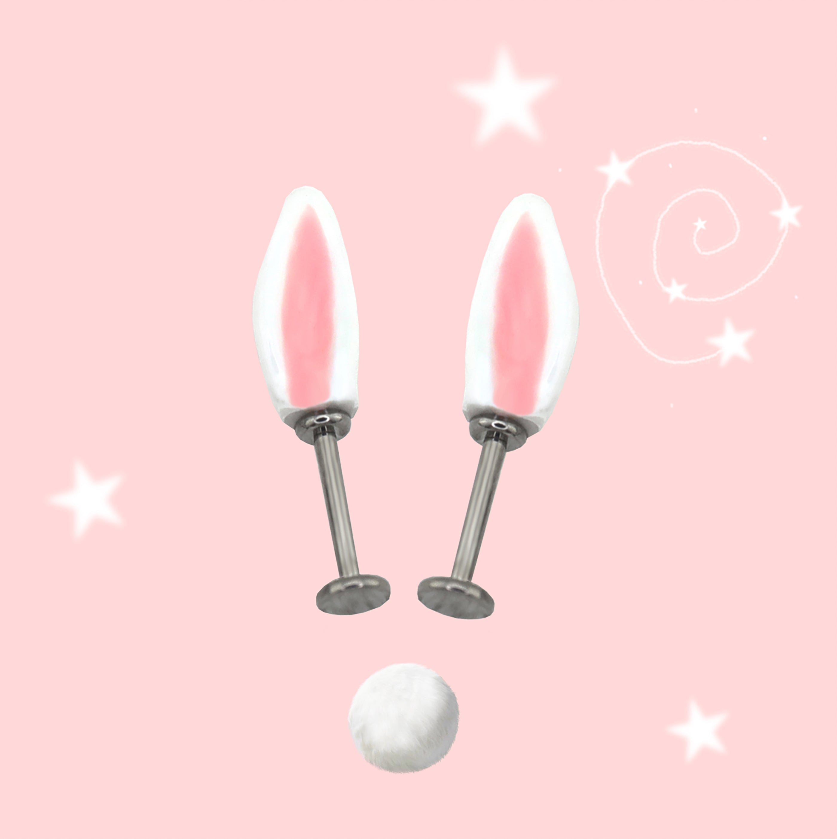 PAIR OF Bunny Ear Titanium Helix Studs ph1
