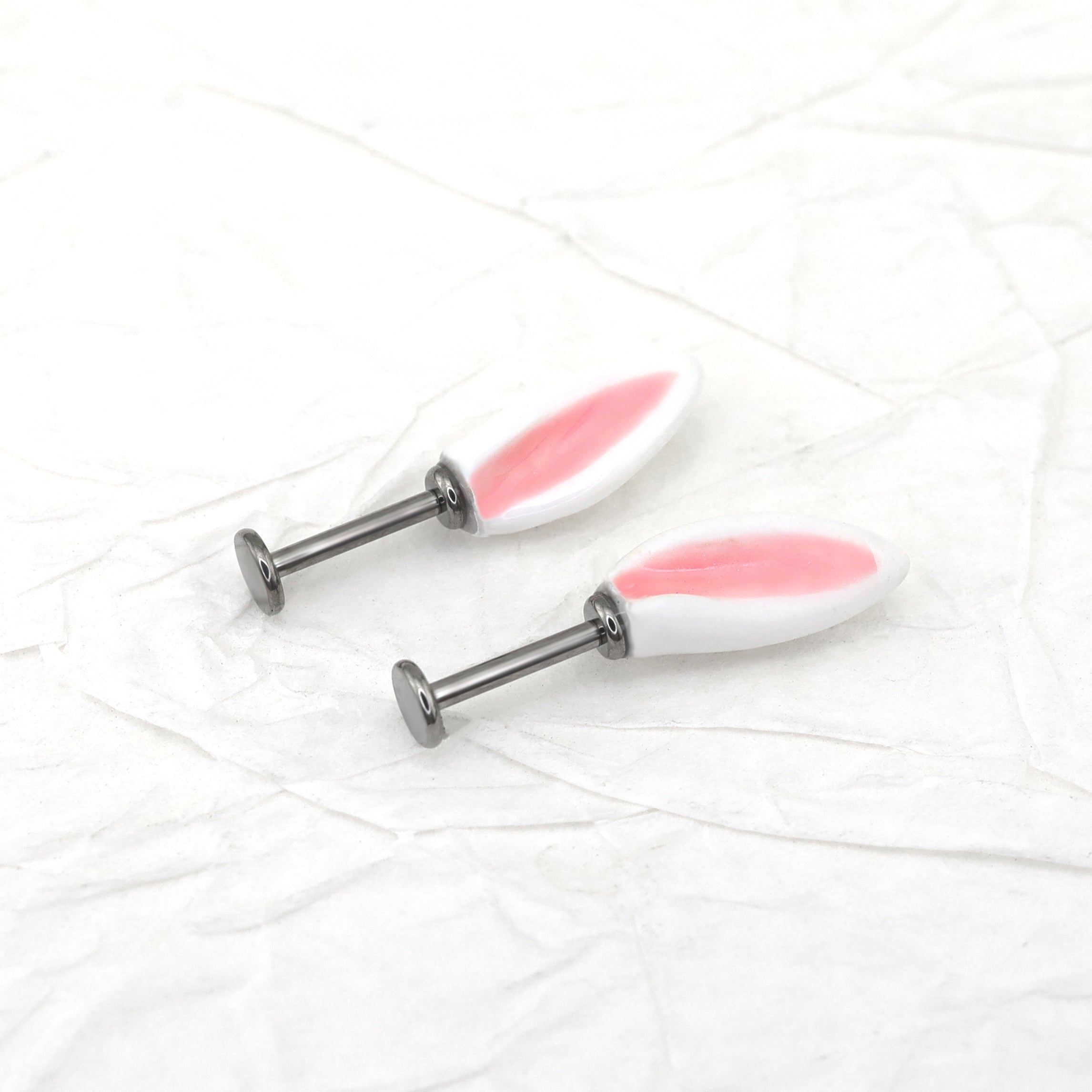 PAIR OF Bunny Ear Titanium Helix Studs ph1