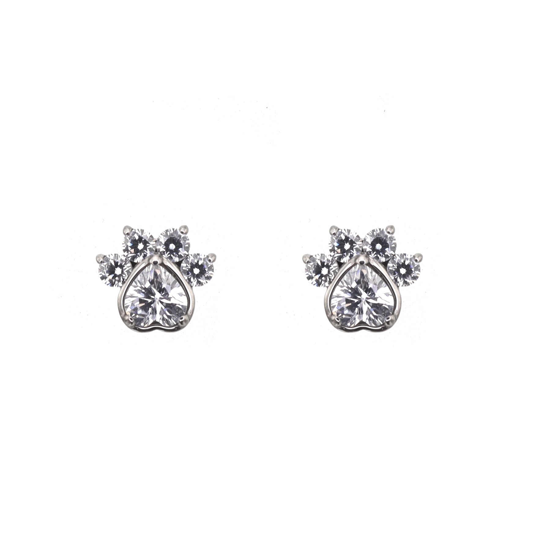 White CZ Cat Paw Titanium Studs ph1