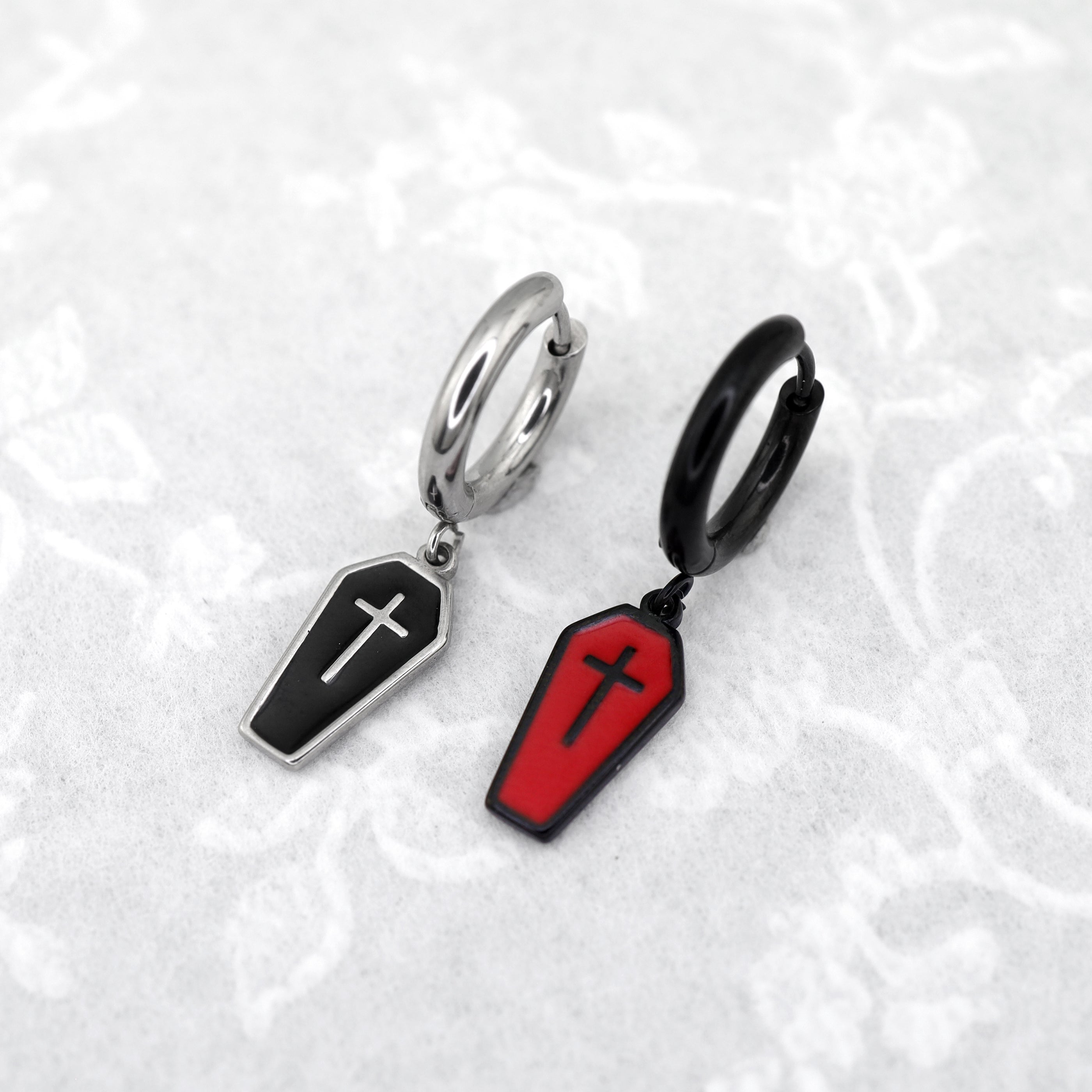 PAIR OF Coffin Cross stainless steel Earring