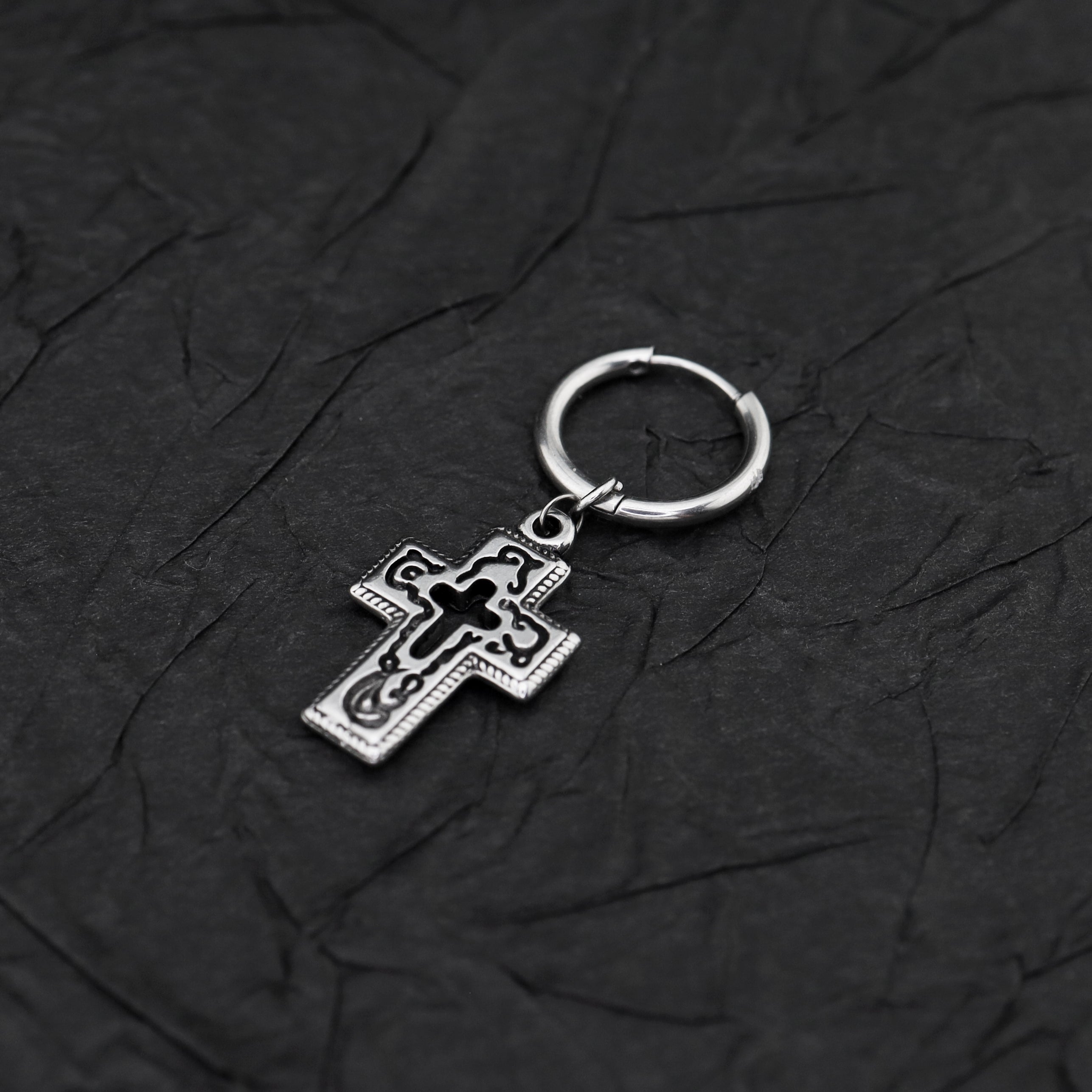 PAIR OF Openwork Gothic Cross stainl ess steel Earring ph1