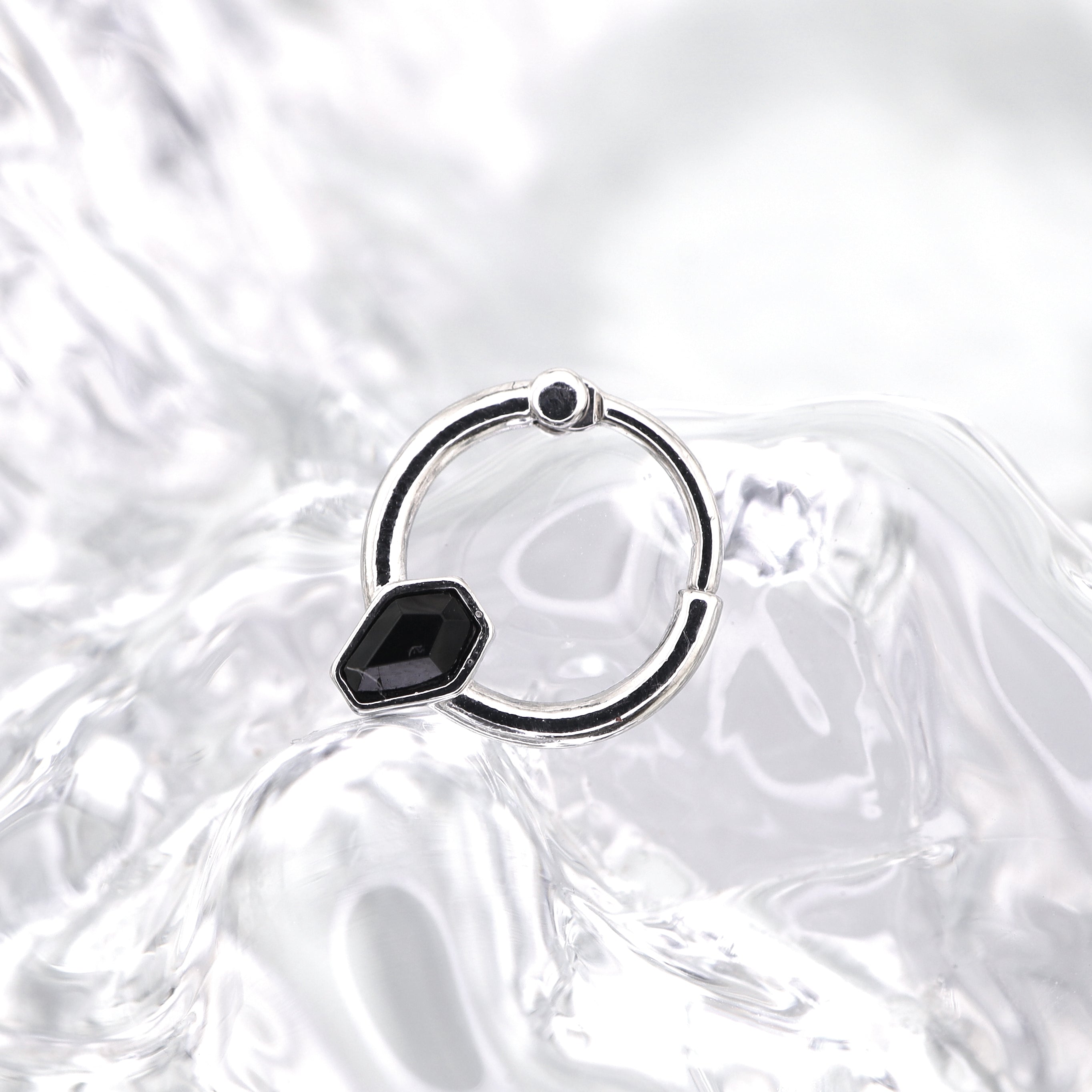 Black CZ Coffin stainless steel Clicker Ring ph1