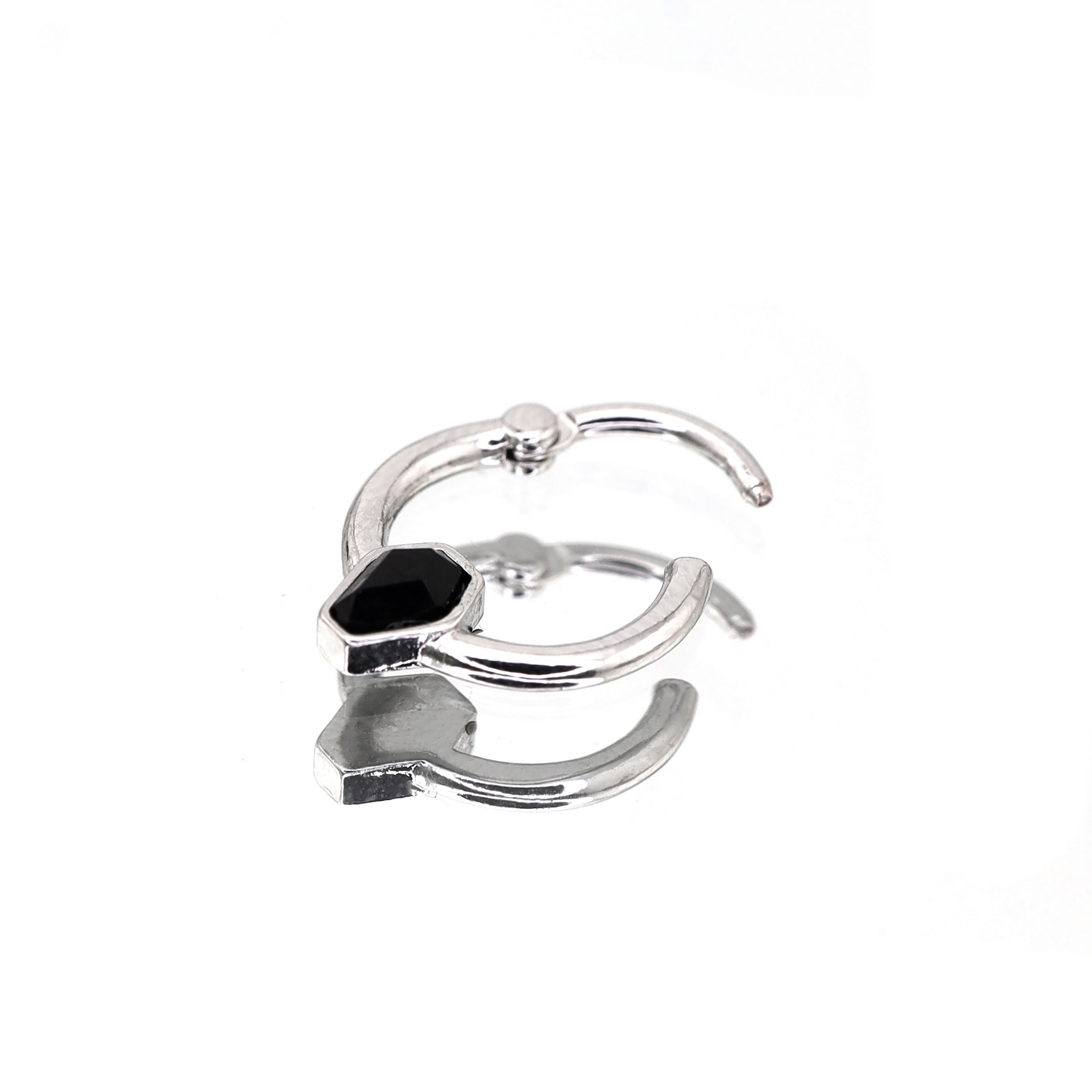 Black CZ Coffin stainless steel Clicker Ring ph1