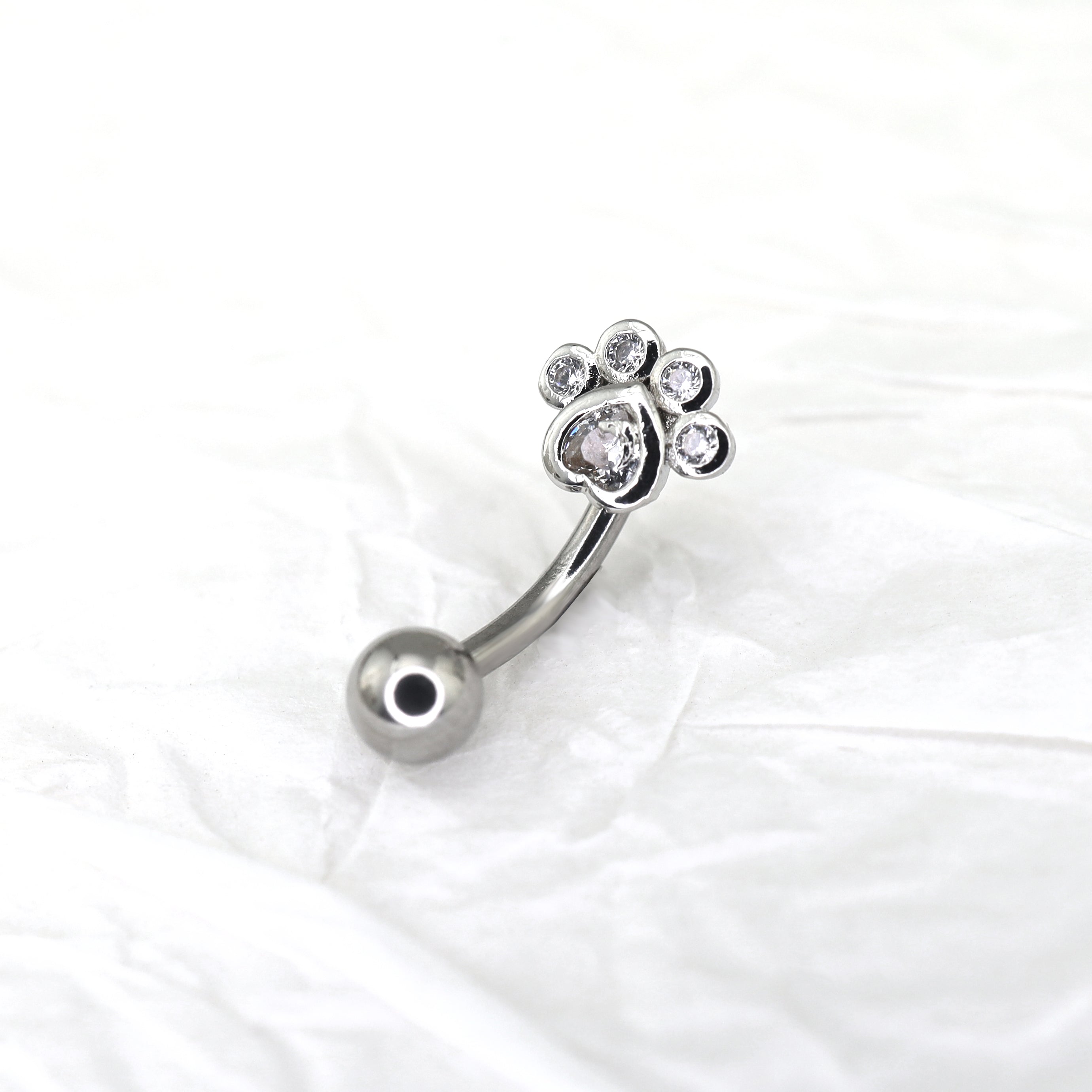 Cat Paw CZ stainless steel Navel Ring ph1