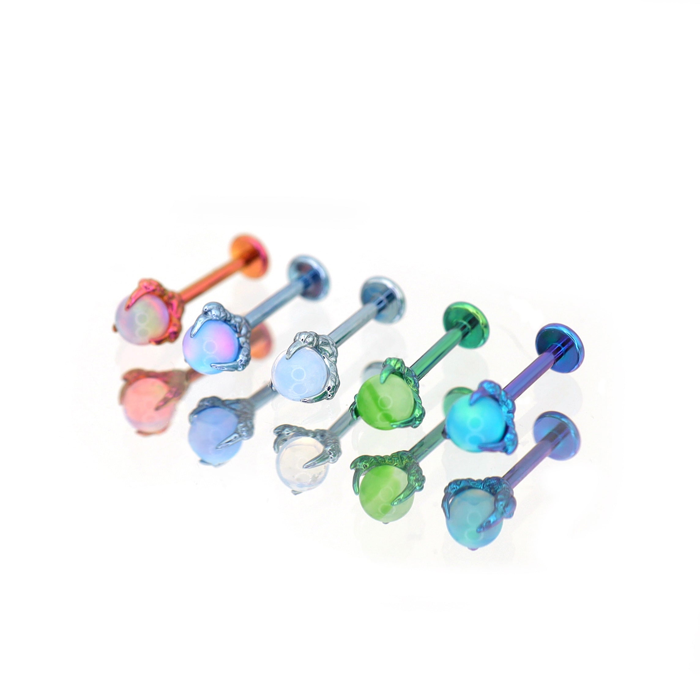 Dragon Claw Opal Internally Threaded Titanium Ear Stud ph1