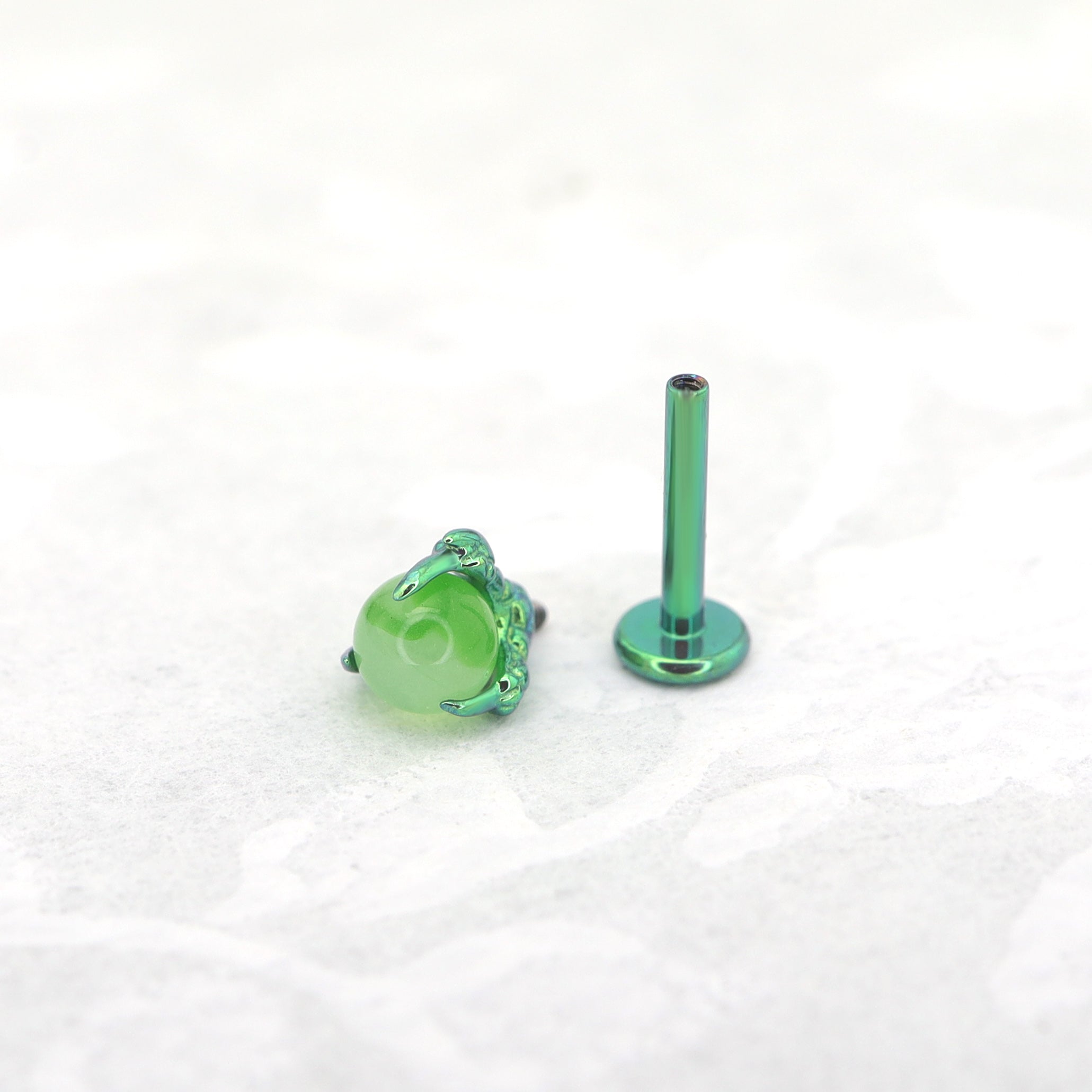Dragon Claw CZ Internally Threaded Titanium Ear Stud ph1