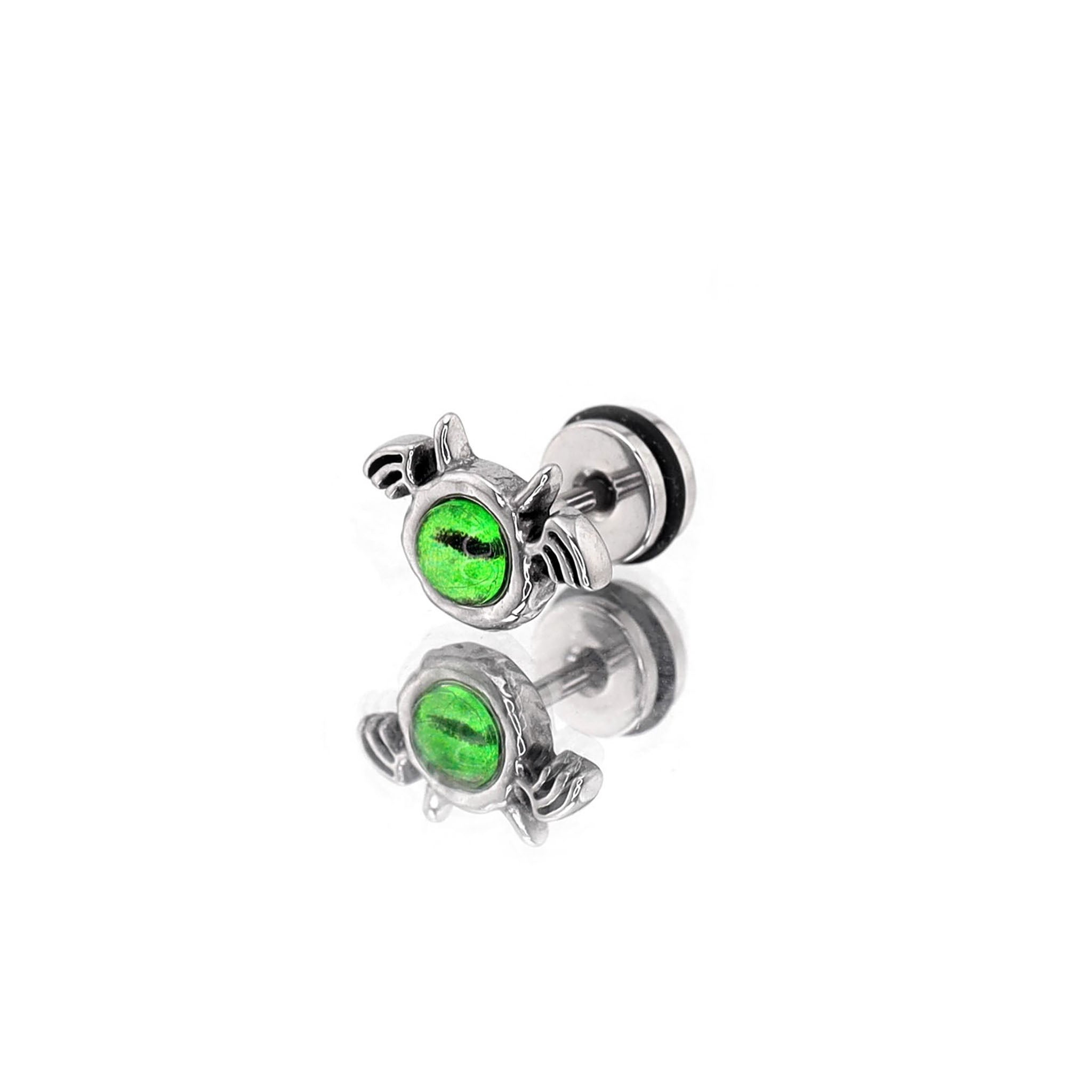 Red & Green Demon Wing stainless steel Ear Stud ph1